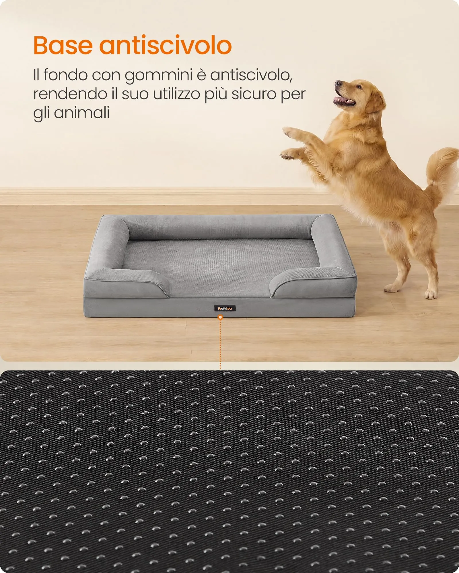 Feandrea Cuccia Ortopedica per Cani in Flanella, 112 x 81 x 17 cm - immagine 8