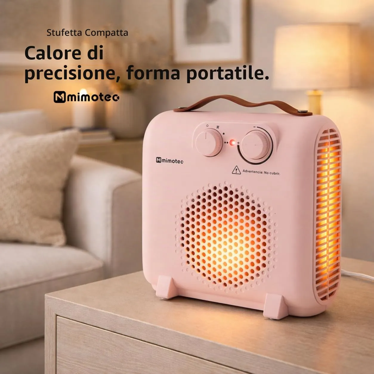 M Mimotec Pink Compact Stufa Elettrica 2000W MI7056 - immagine 3