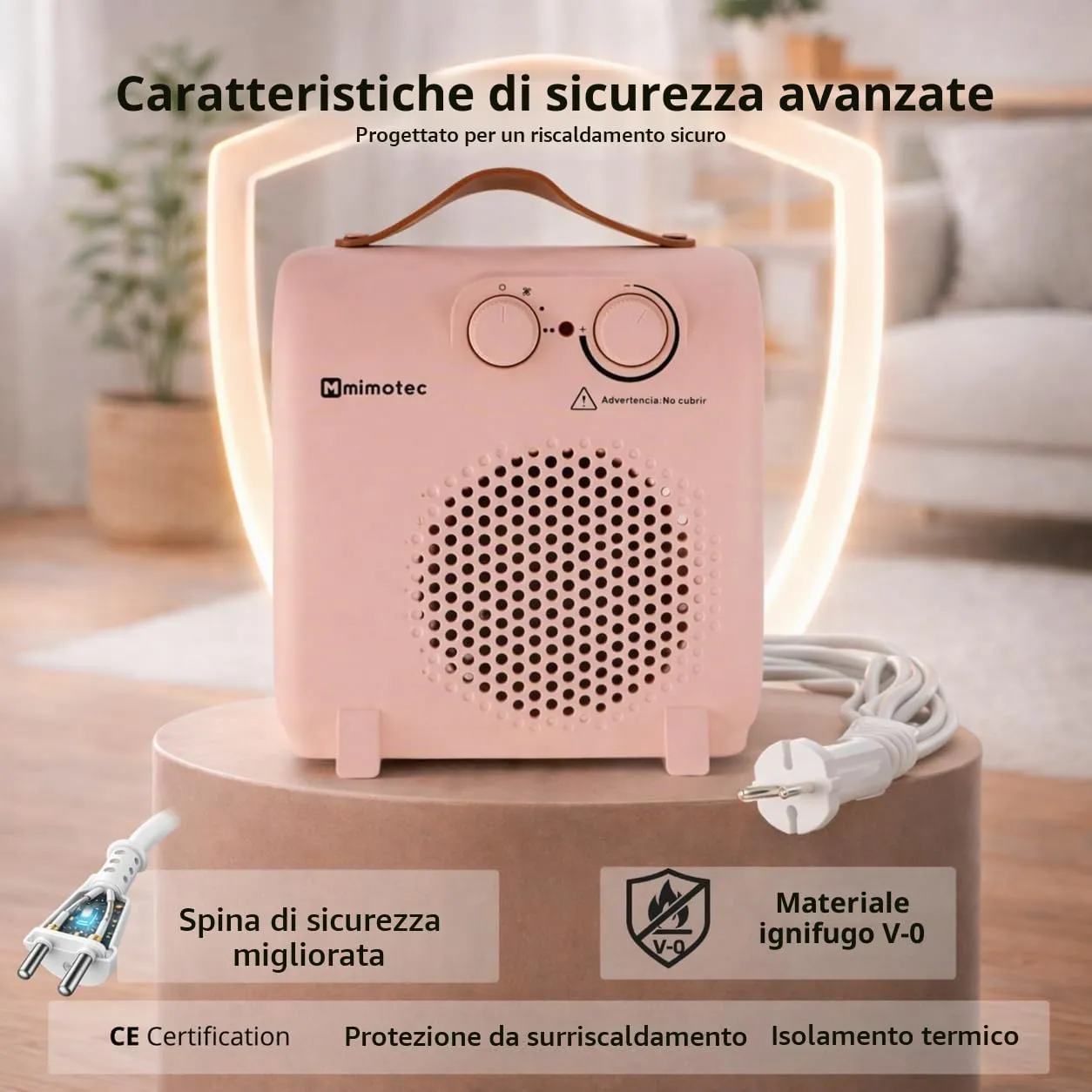M Mimotec Pink Compact Stufa Elettrica 2000W MI7056 - immagine 6