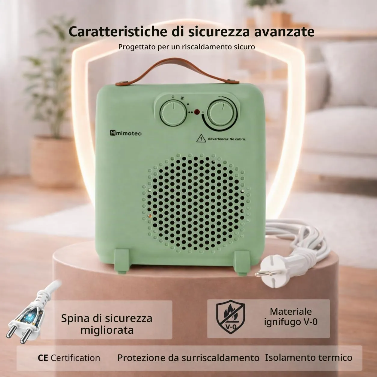 M Mimotec Green Compact Stufa Elettrica 2000W MI7058 - immagine 6
