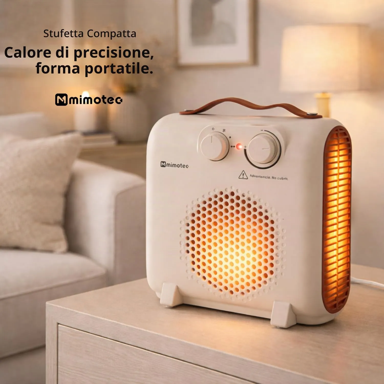 M Mimotec White Broken Compact Stufa Elettrica 2000W MI7057 - immagine 3