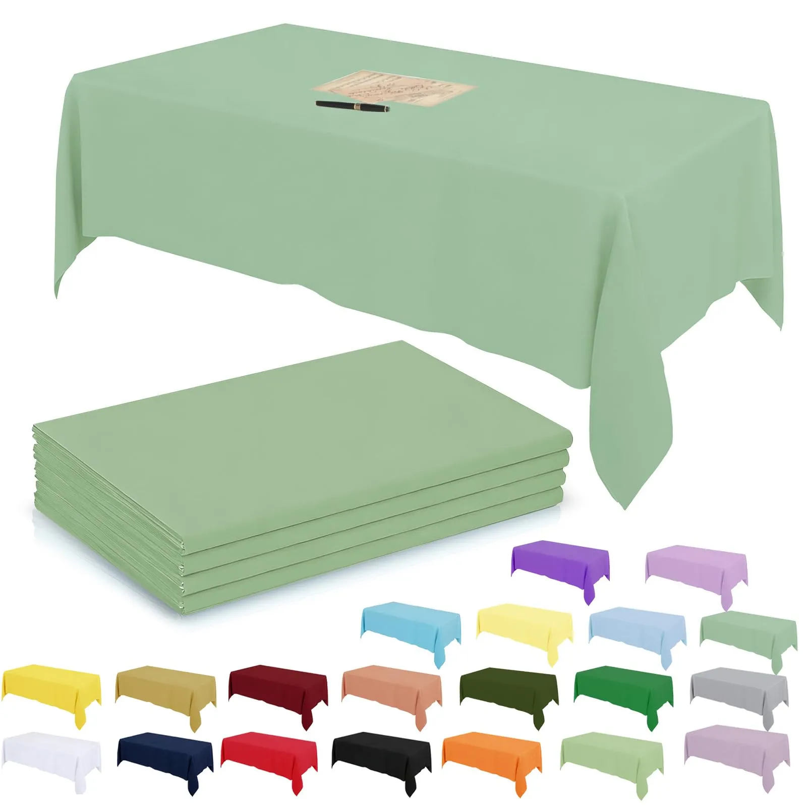 YAAVAAW Tovaglia in Plastica Rettangolare Verde Macaron, 137 x 274 cm, 4 Pezzi - immagine 1