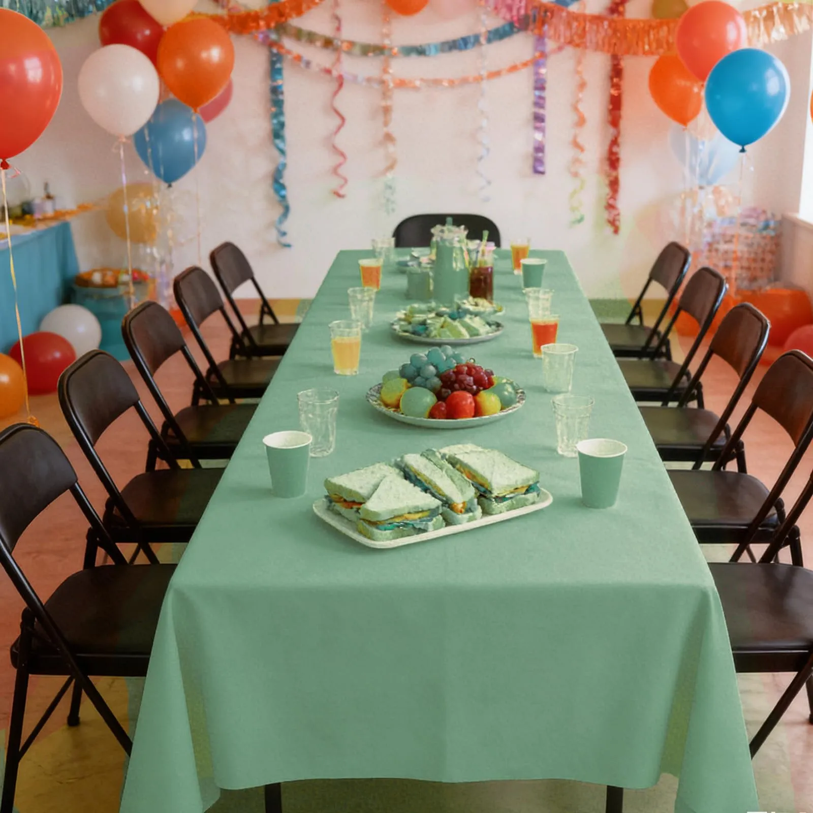 YAAVAAW Tovaglia in Plastica Rettangolare Verde Macaron, 137 x 274 cm, 4 Pezzi - immagine 4