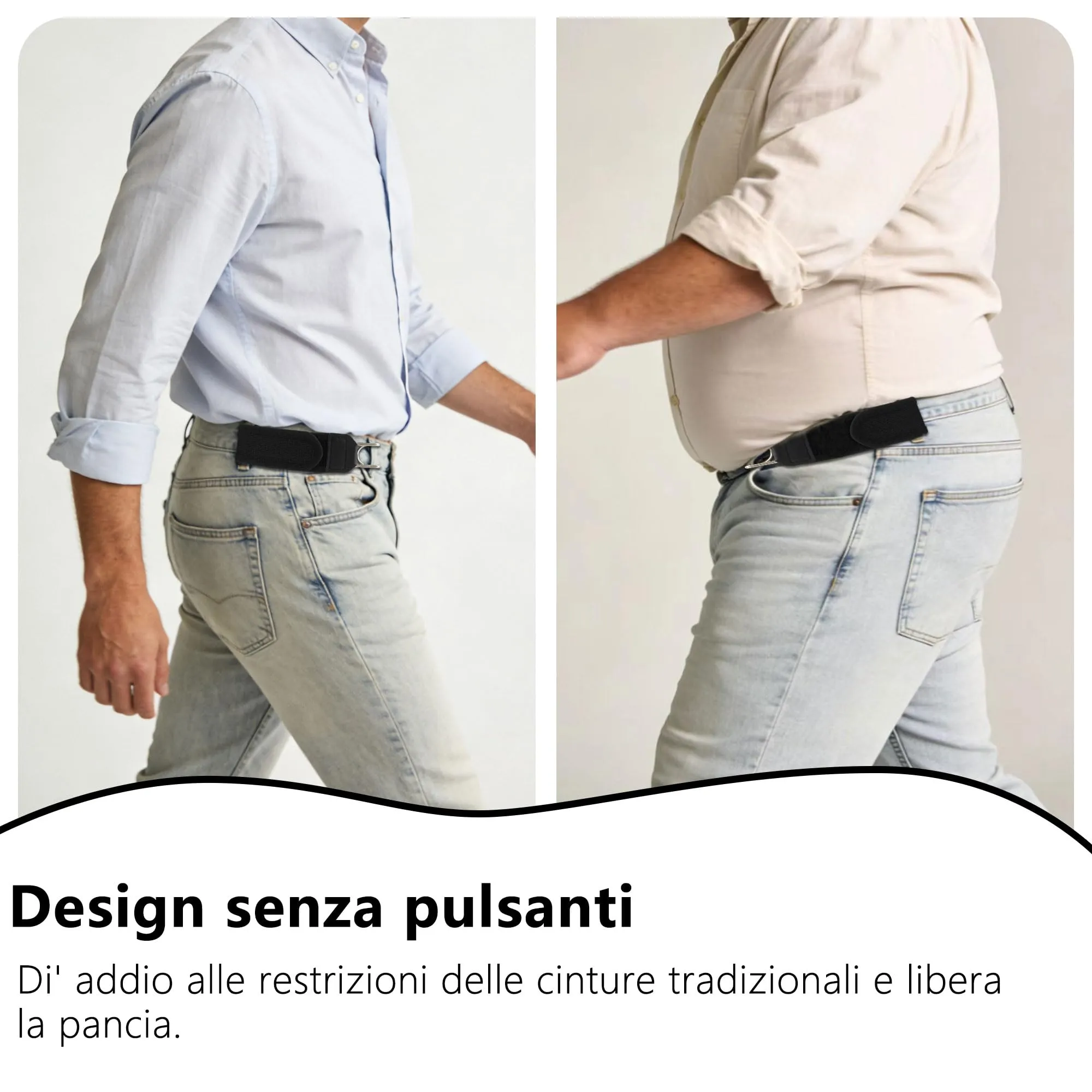 Dreaku Cintura Elastica Tattica Senza Fibbia per Uomo e Donna, Nero, 2 Pezzi - immagine 5