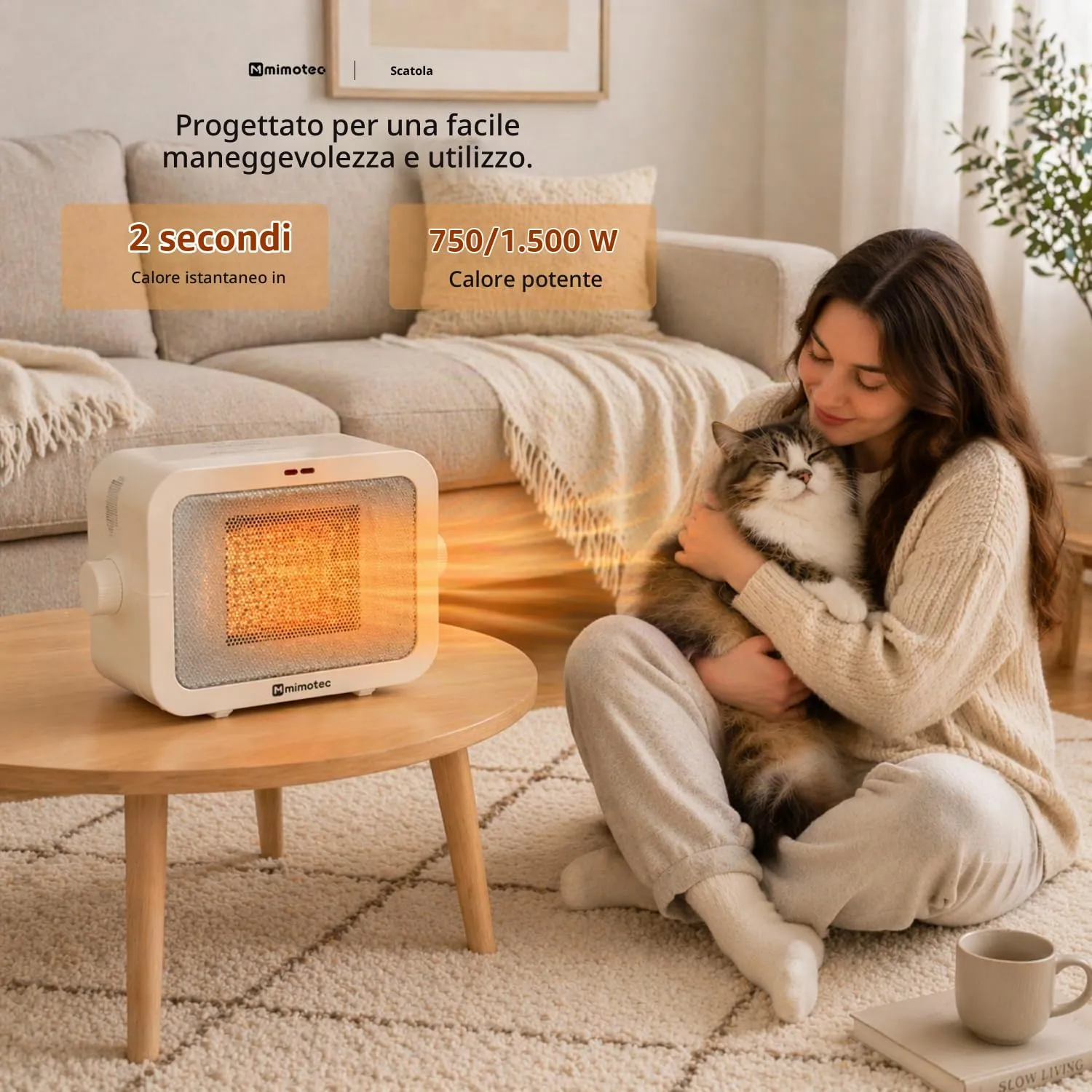 M Mimotec Calefattore Ceramico Elettrico White 1500W - immagine 4