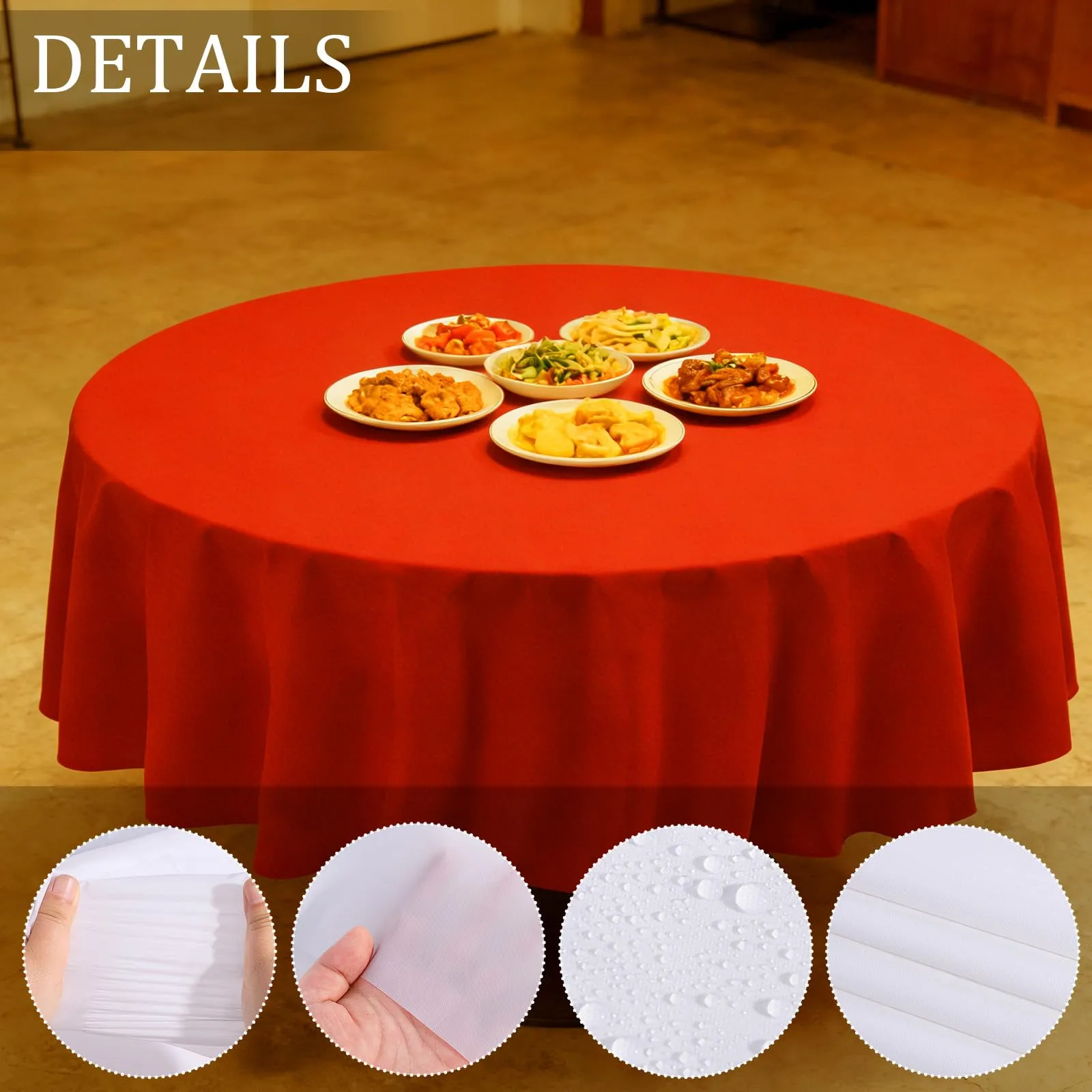 YAAVAAW Tovaglie di Plastica Rosse per Tavoli Rotondi, 213 cm, 4 Confezioni - immagine 3