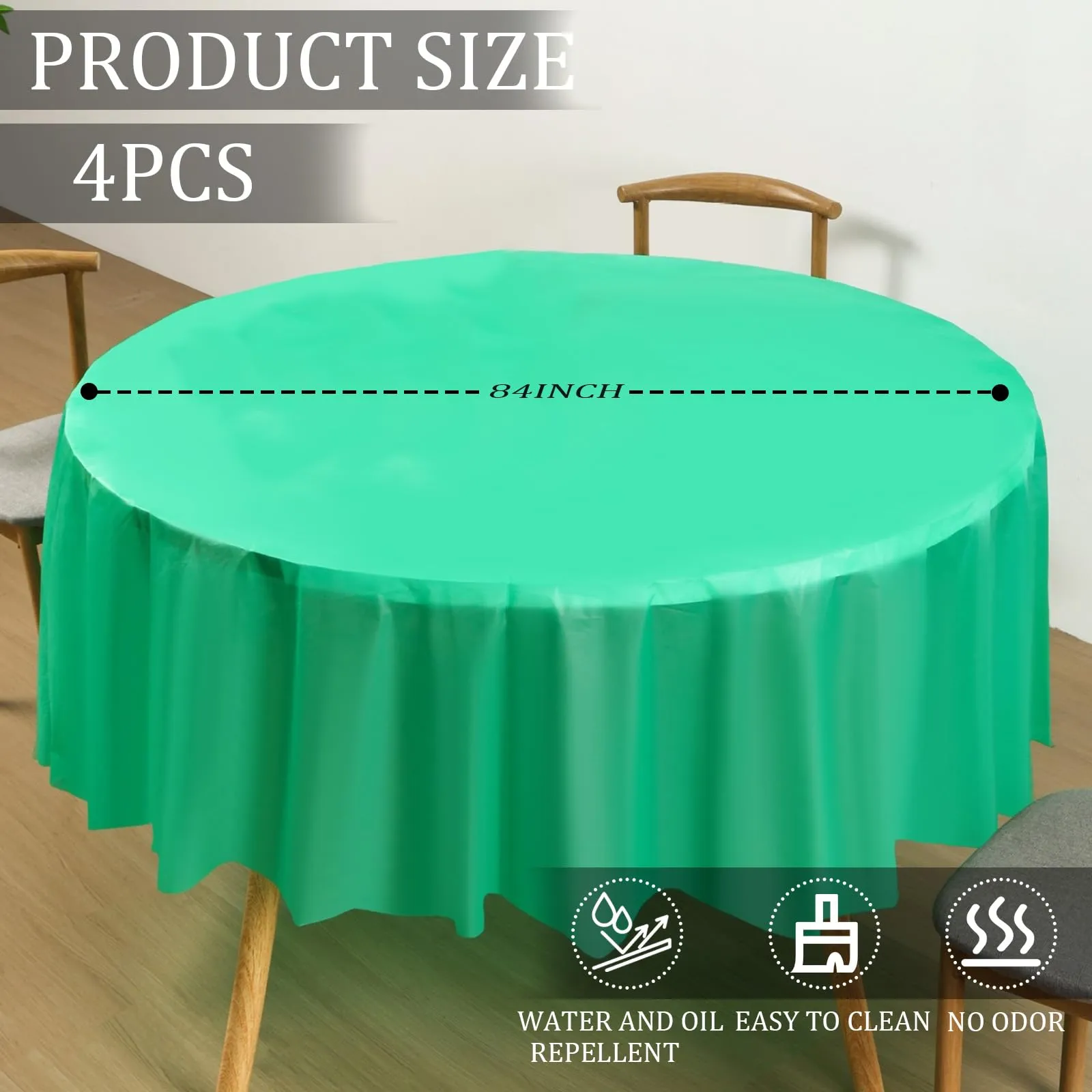 YAAVAAW Tovaglie usa e getta rotonde in plastica, 213 cm, Verde - immagine 2