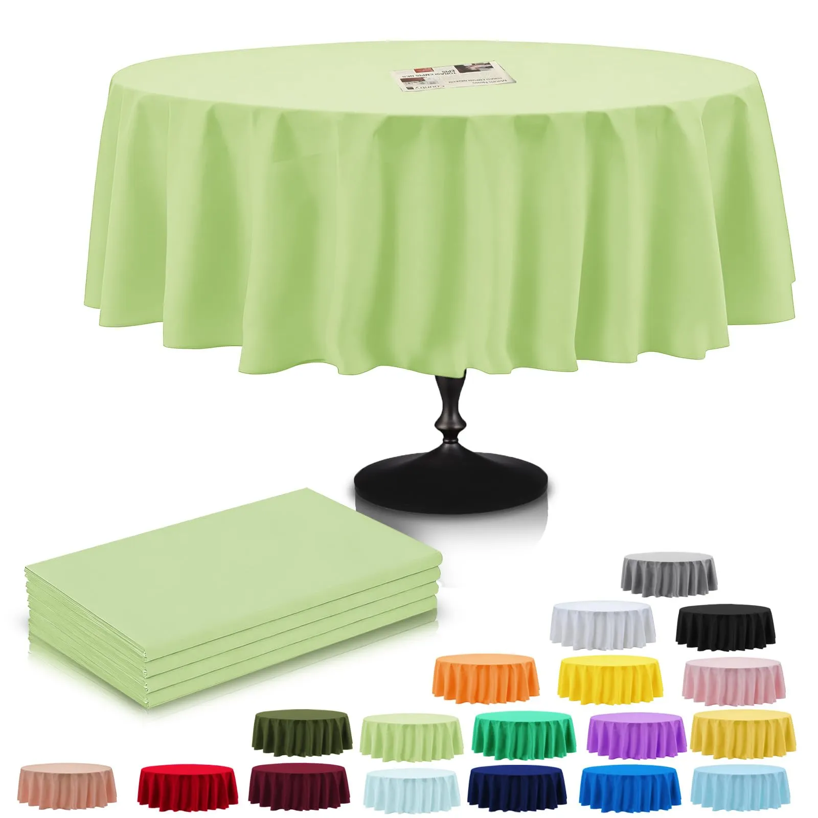 YAAVAAW Tovaglie in Plastica Rotonde Verde Salvia, 213 cm, Set da 4, Usa e Getta - immagine 1