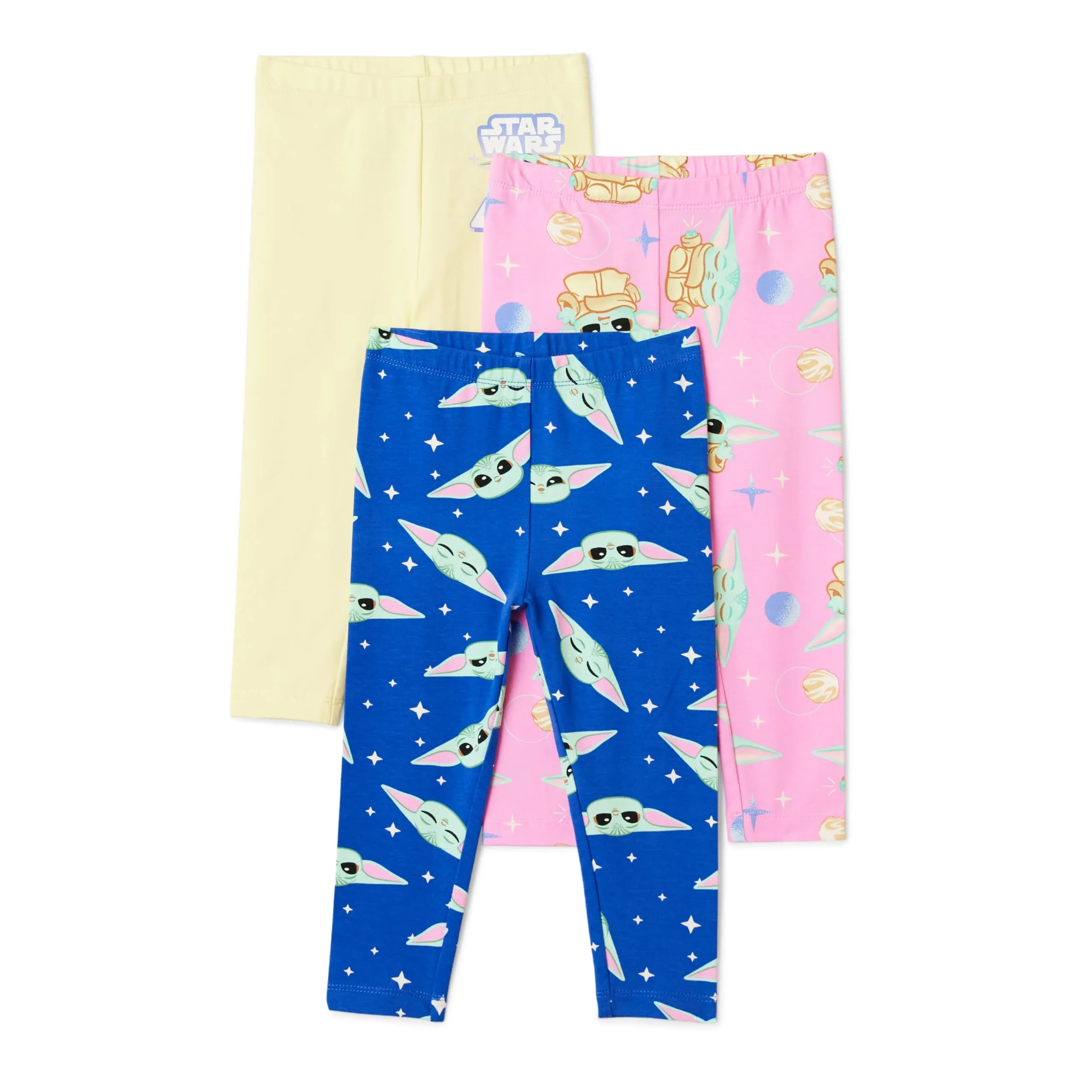 Amazon Essentials Disney Leggings da Bambina, Confezione da 3, Motivo Grogu Sky, 2 anni - immagine 1