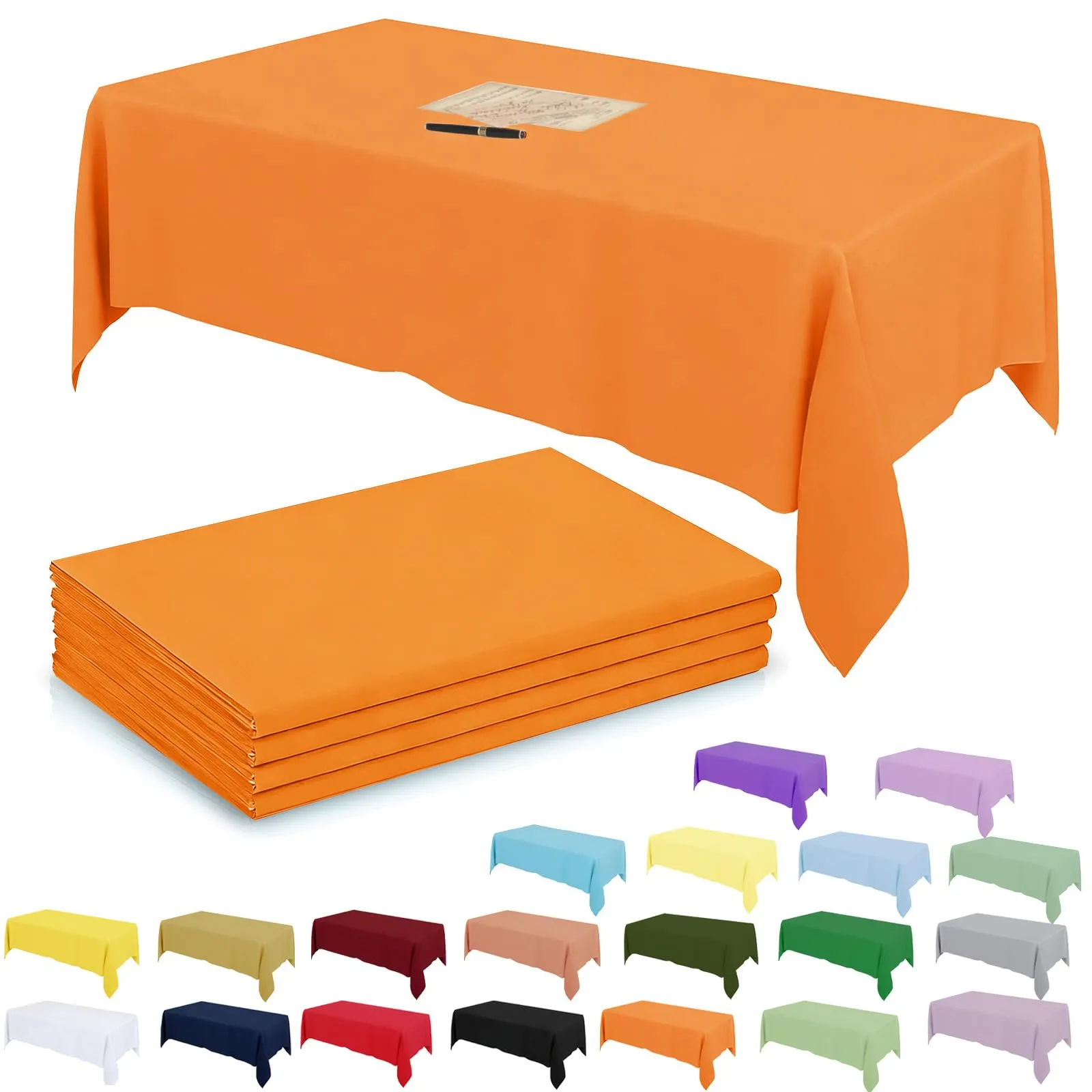 YAAVAAW Tovaglie in plastica rettangolari arancioni, 137 x 274 cm, usa e getta, confezione da 4 pezzi - immagine 1