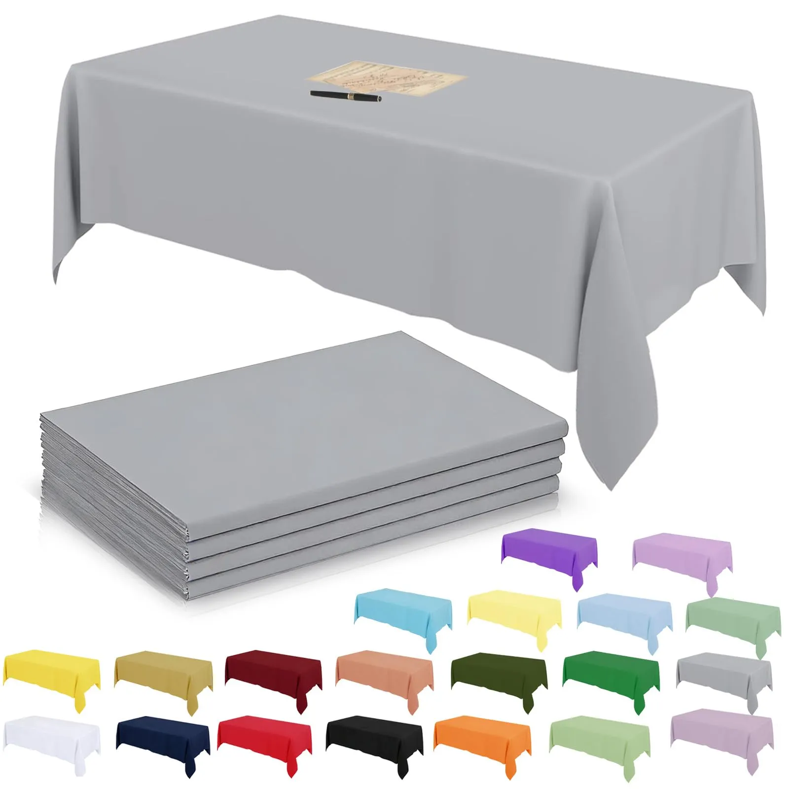 YAAVAAW Tovaglie in plastica argentata per tavolo rettangolare, 137 x 274 cm, usa e getta, confezione da 4 - immagine 1