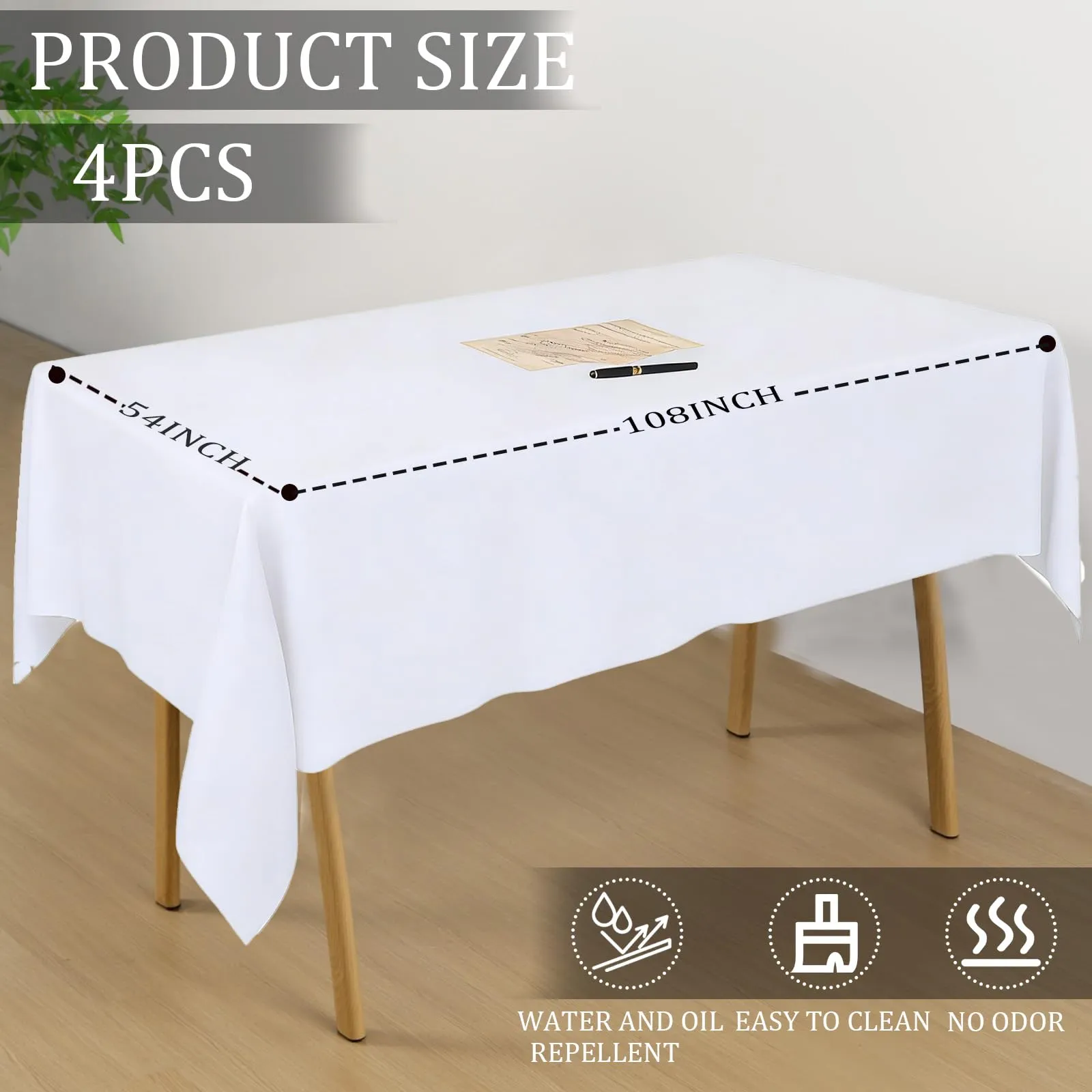 YAAVAAW Tovaglie Monouso in Plastica Bianche, Rotolo da 4 Pezzi, Impermeabili, 137 x 274 cm - immagine 2
