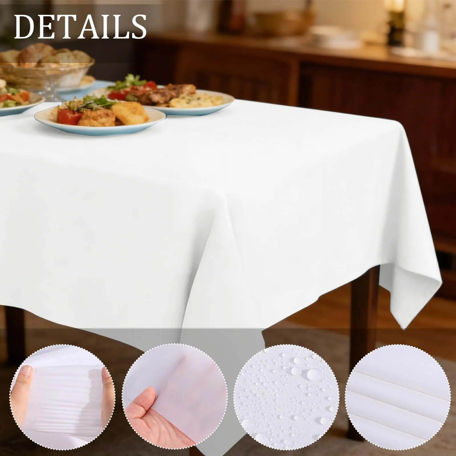 YAAVAAW Tovaglie Monouso in Plastica Bianche, Rotolo da 4 Pezzi, Impermeabili, 137 x 274 cm - immagine 3