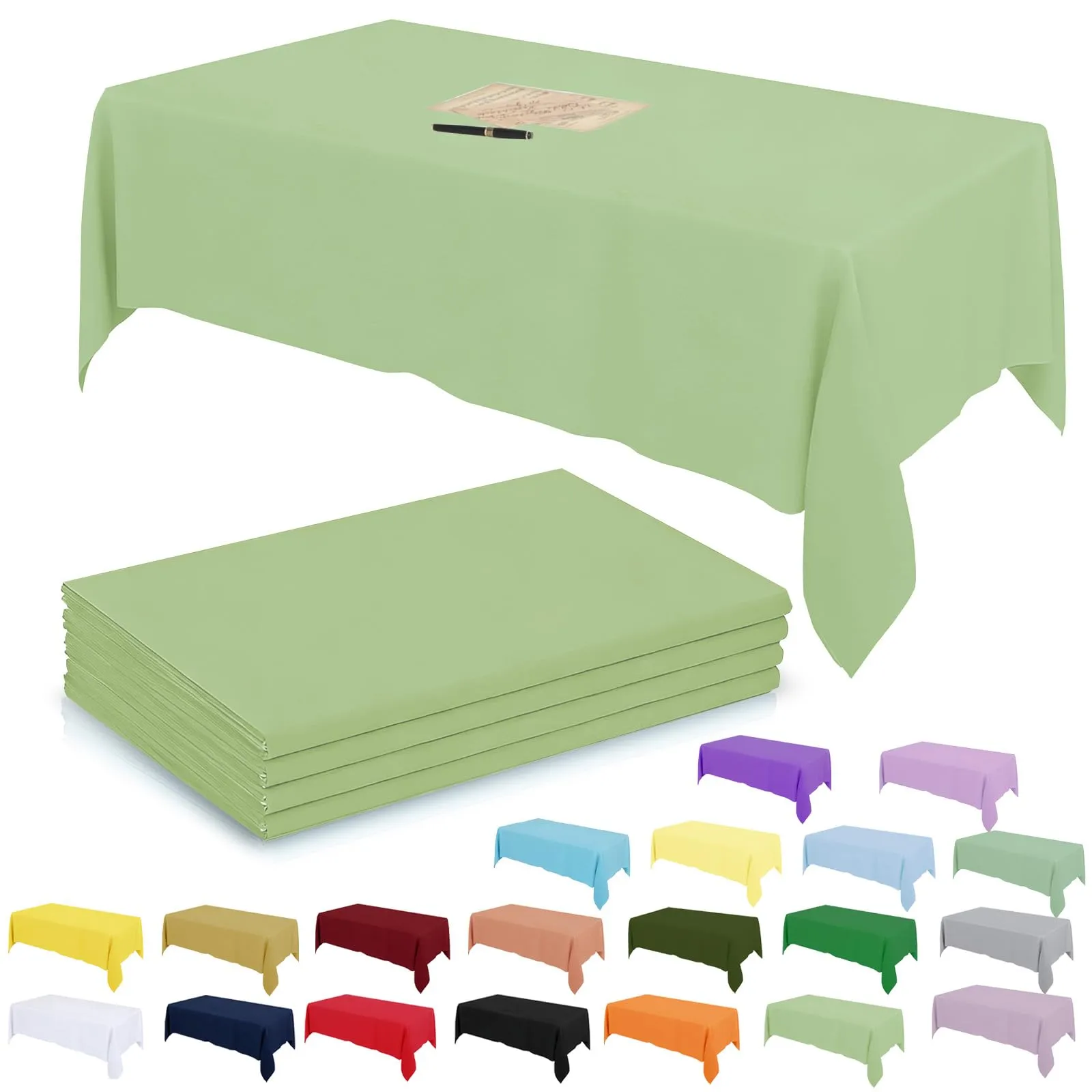 YAAVAAW Tovaglie in plastica usa e getta, rettangolari, 137 x 274 cm, verde salvia, confezione da 4 pezzi - immagine 1