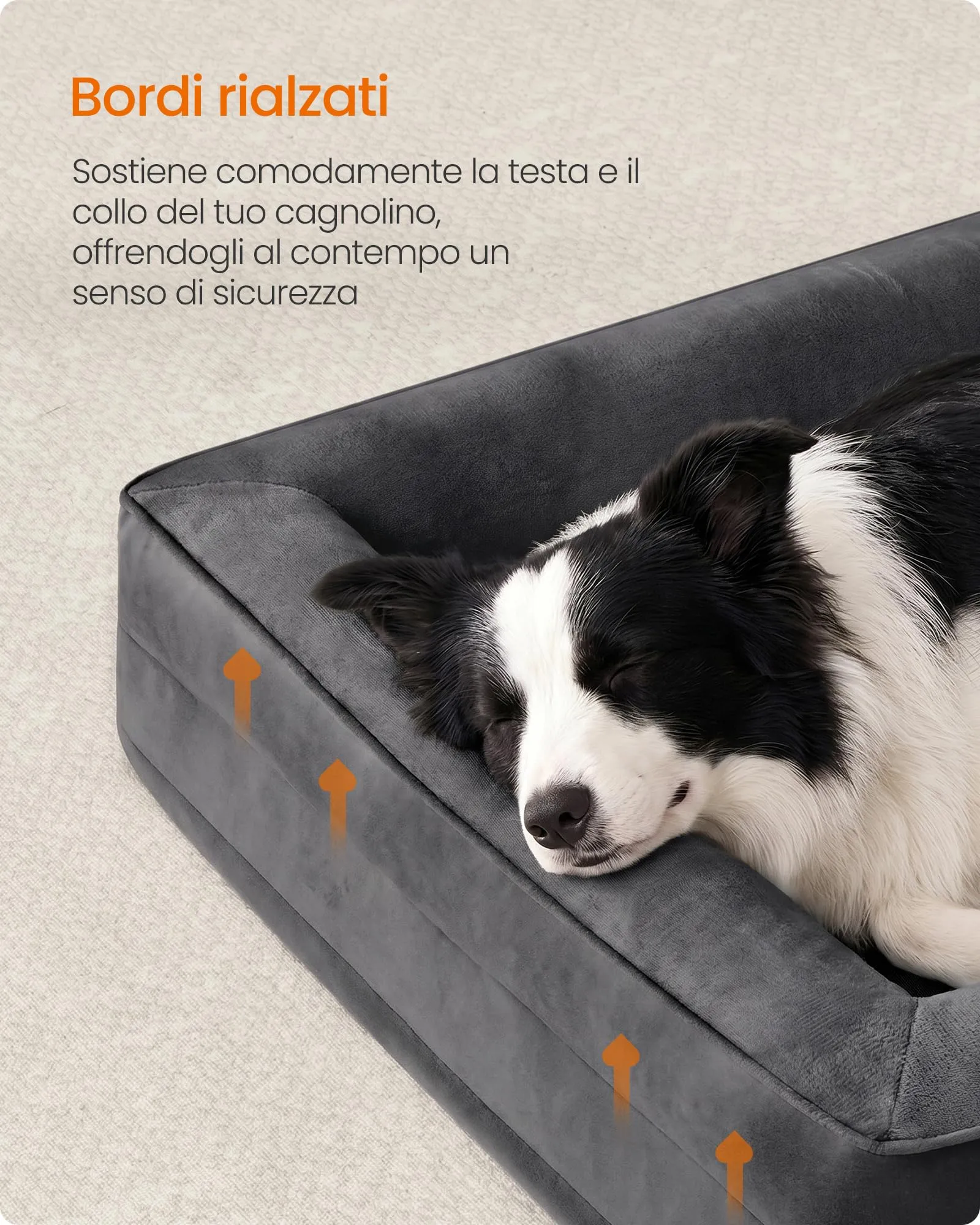 Feandrea Cuccia Ortopedica per Cani in Flanella, 104 x 69 x 17 cm - immagine 4