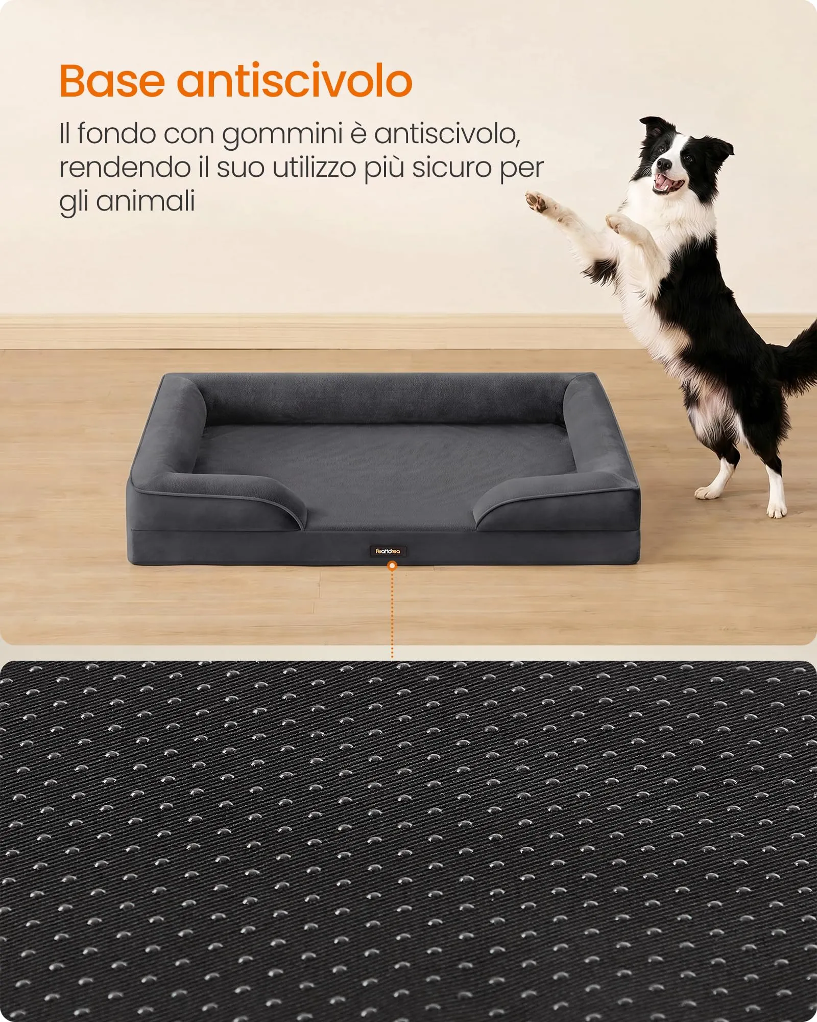 Feandrea Cuccia Ortopedica per Cani in Flanella, 104 x 69 x 17 cm - immagine 8