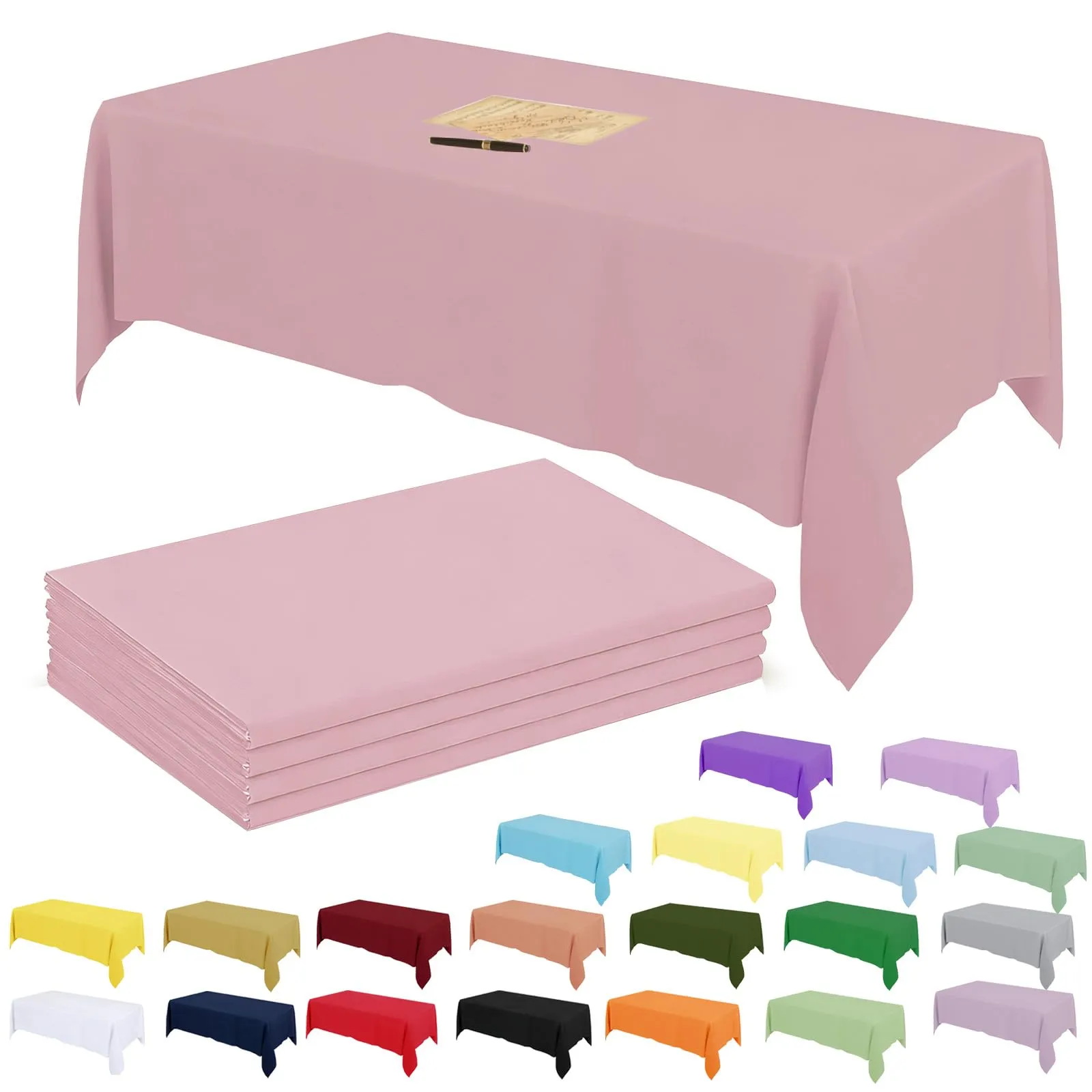 YAAVAAW Tovaglie in Plastica Rettangolari, Rosa Confetto, 137 x 274 cm, Confezione da 4, Usa e Getta - immagine 1