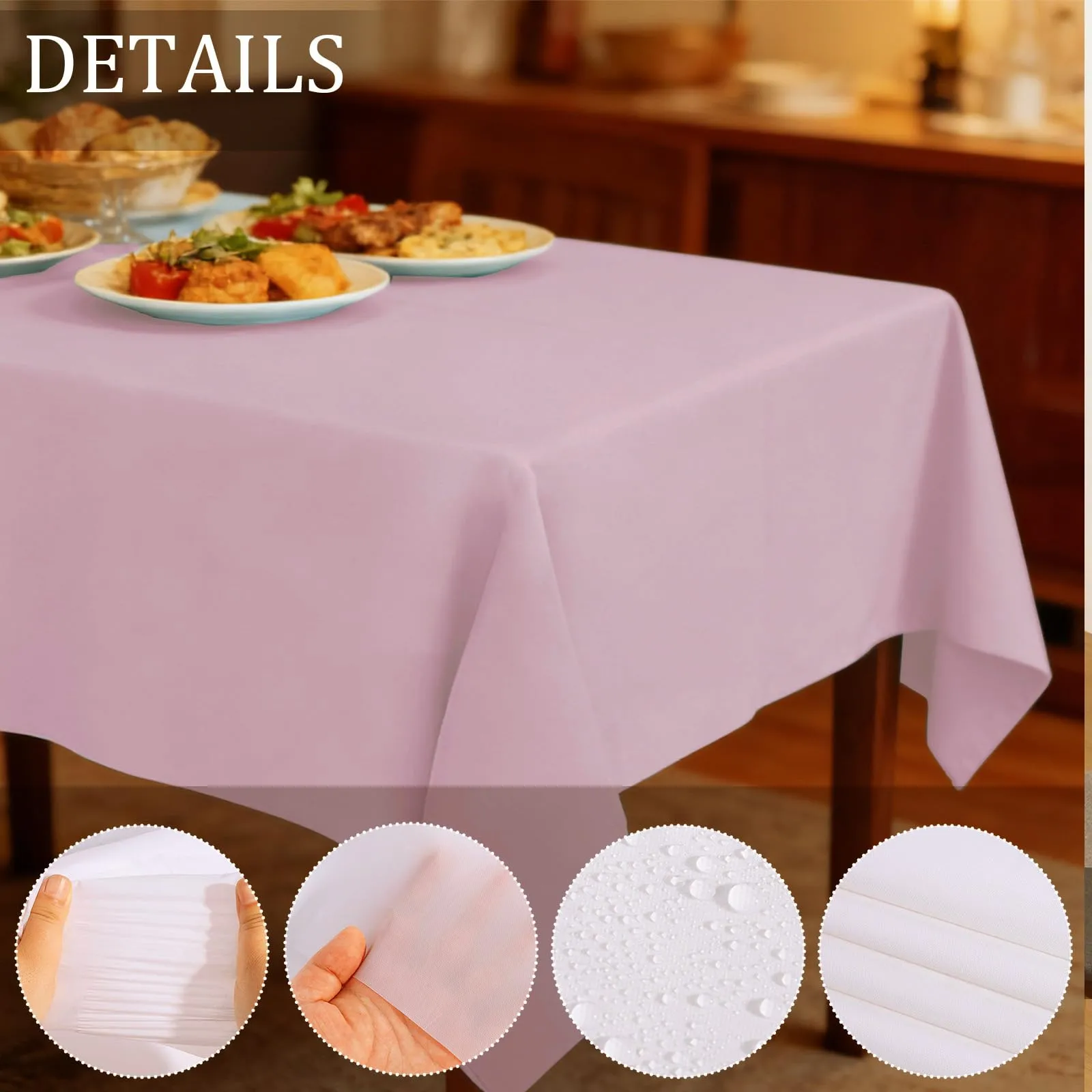YAAVAAW Tovaglie in Plastica Rettangolari, Rosa Confetto, 137 x 274 cm, Confezione da 4, Usa e Getta - immagine 3