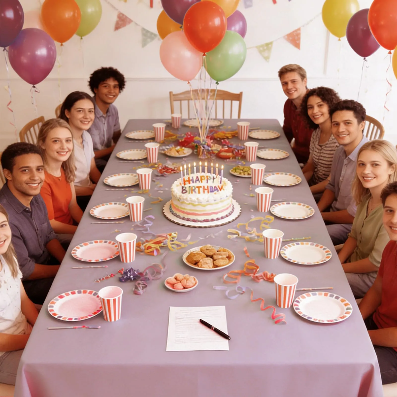 YAAVAAW Tovaglie in Plastica Rettangolari, Rosa Confetto, 137 x 274 cm, Confezione da 4, Usa e Getta - immagine 5