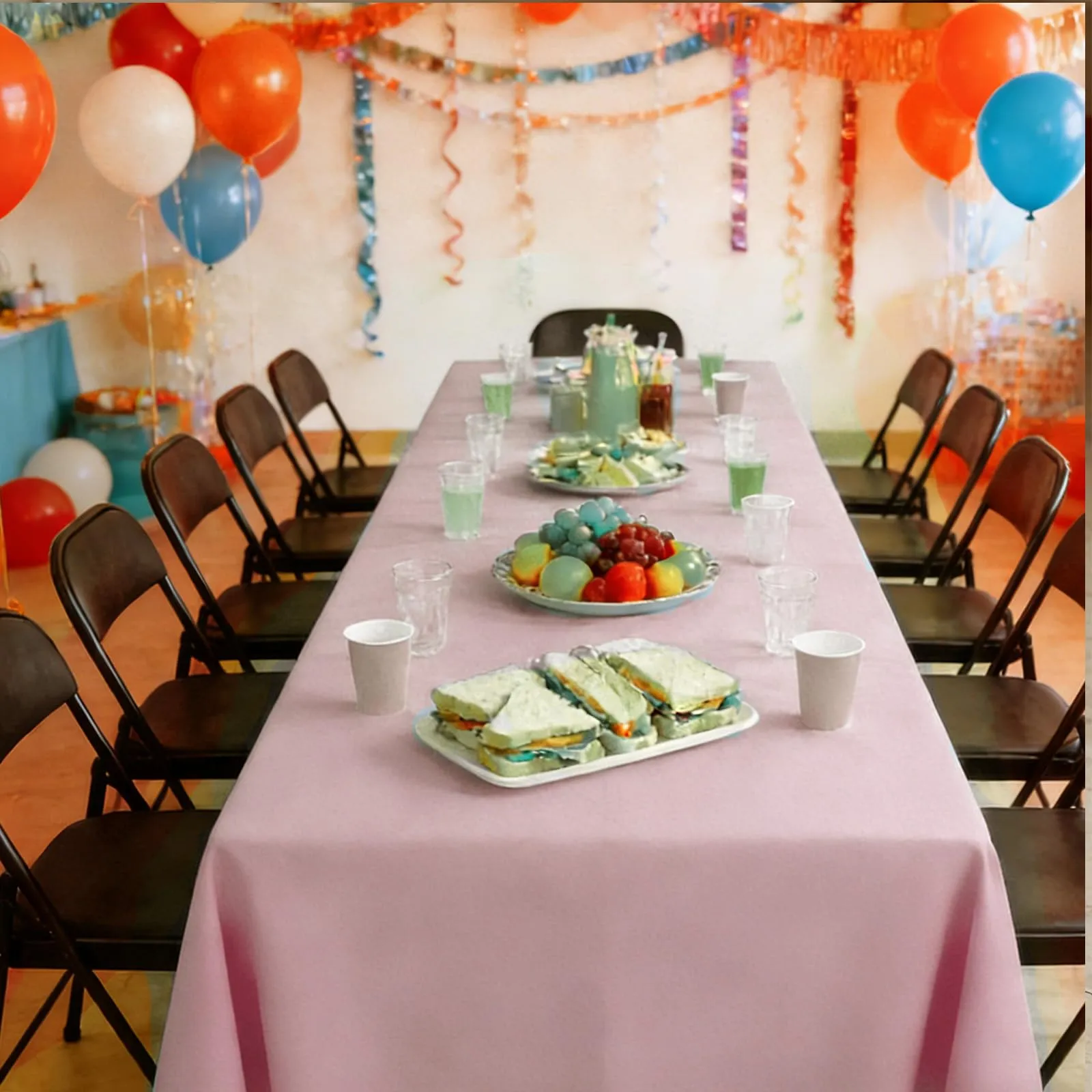 YAAVAAW Tovaglie in Plastica Rettangolari, Rosa Confetto, 137 x 274 cm, Confezione da 4, Usa e Getta - immagine 6
