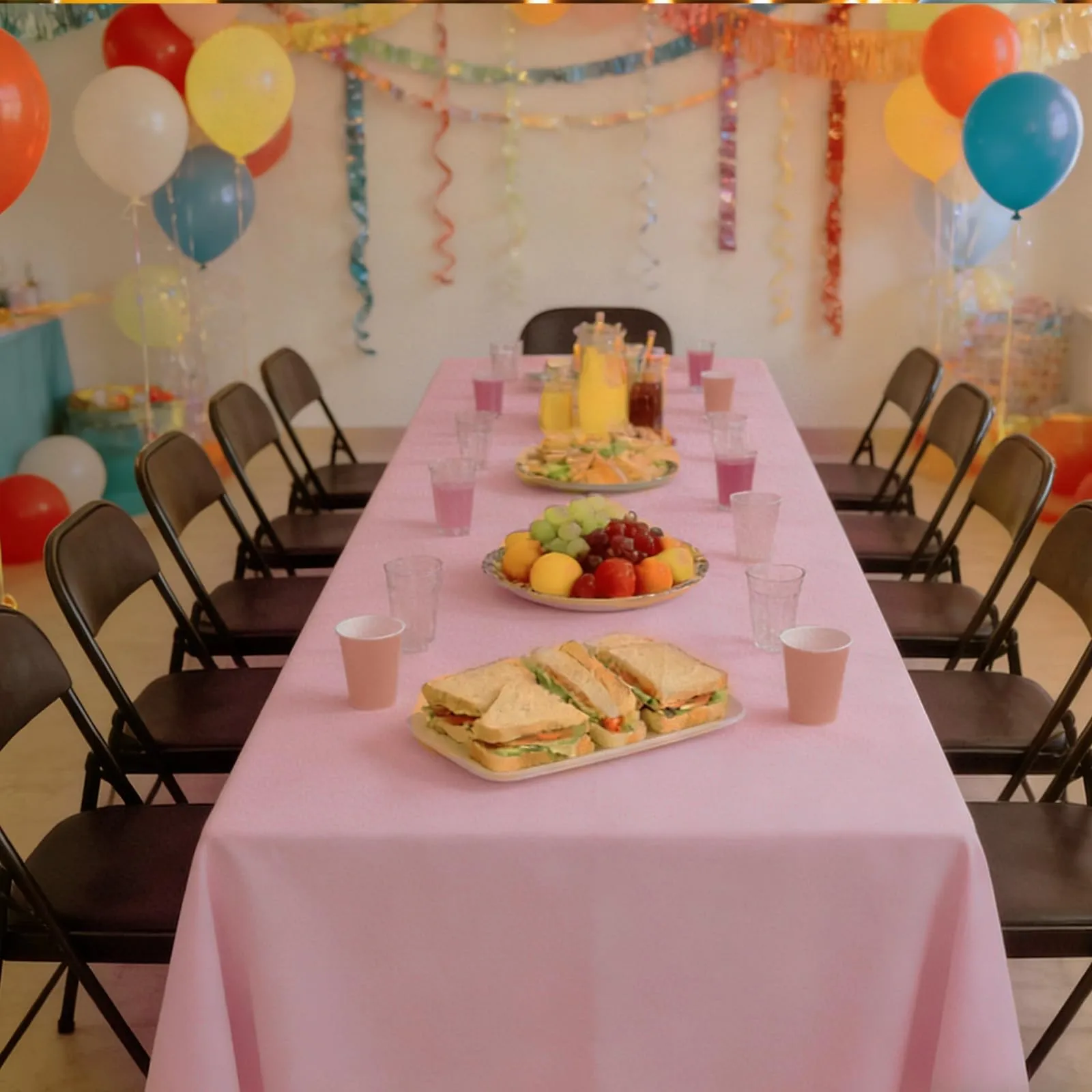 YAAVAAW Tovaglie in Plastica Rettangolari, Rosa Confetto, 137 x 274 cm, Confezione da 4, Usa e Getta - immagine 7