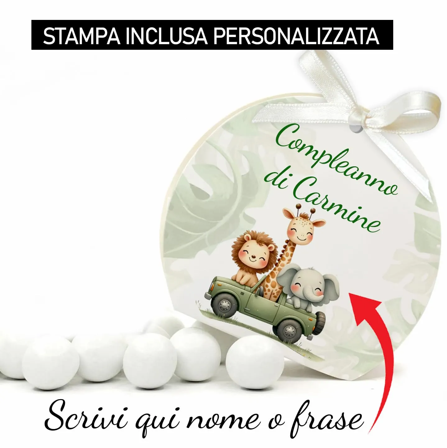 Mr Pubblicità - 30 Scatoline Portaconfetti con Nastrini Personalizzate (Savana) - immagine 2