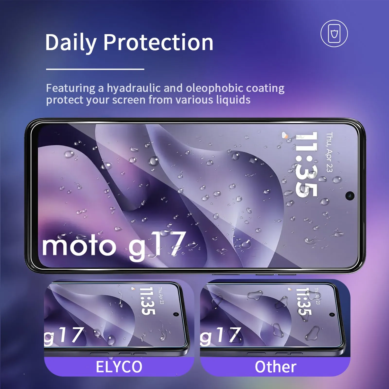 ELYCO Vetro Temperato per Motorola Moto G17/G17 Power, 3+3 Pezzi - immagine 2