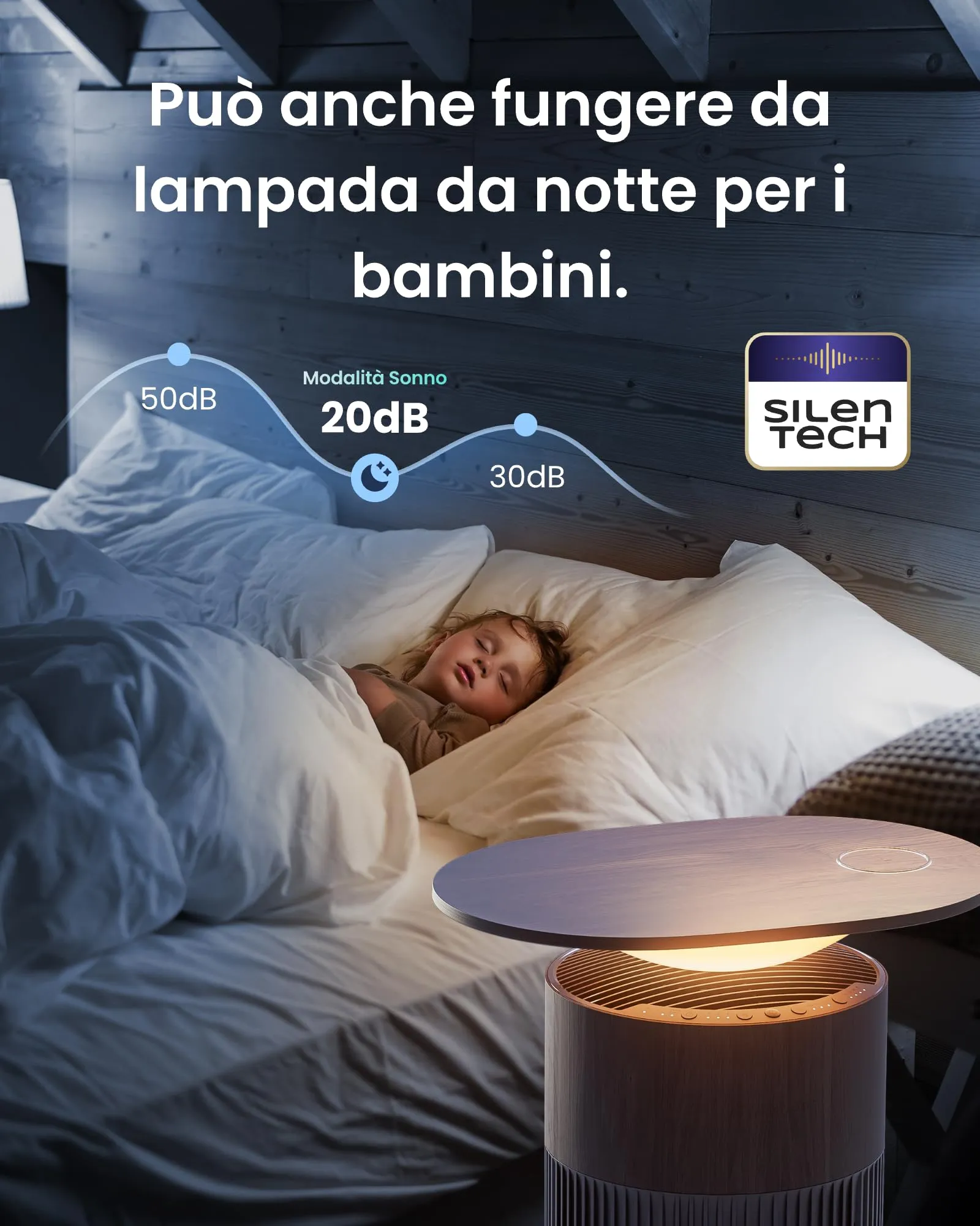SwitchBot Purificatore d'aria da tavolo con App, Filtro HEPA, CADR 400m³/h, Colore Legno Noce - immagine 5