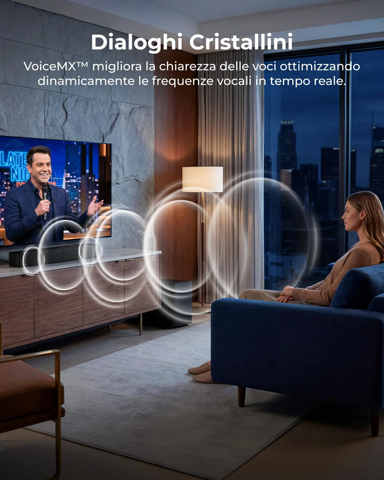 Ultimea Poseidon M40 2.1 Soundbar con Subwoofer Wireless, Dolby Atmos, VoiceMx, BassMx, 240W, App Control, HDMI eARC, Bluetooth 6.0, Modello 2026 - immagine 4