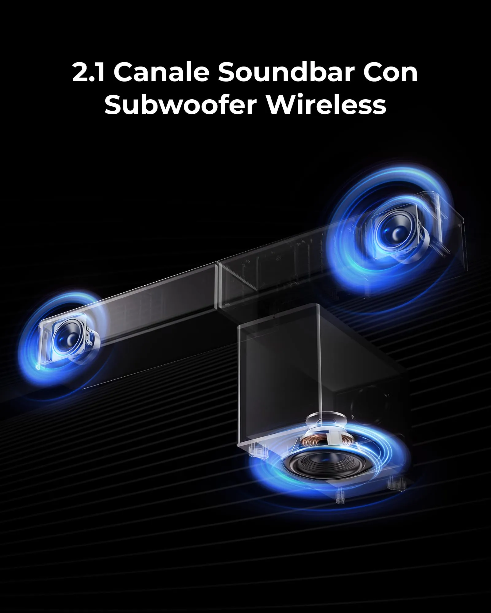 Ultimea Poseidon M40 2.1 Soundbar con Subwoofer Wireless, Dolby Atmos, VoiceMx, BassMx, 240W, App Control, HDMI eARC, Bluetooth 6.0, Modello 2026 - immagine 8