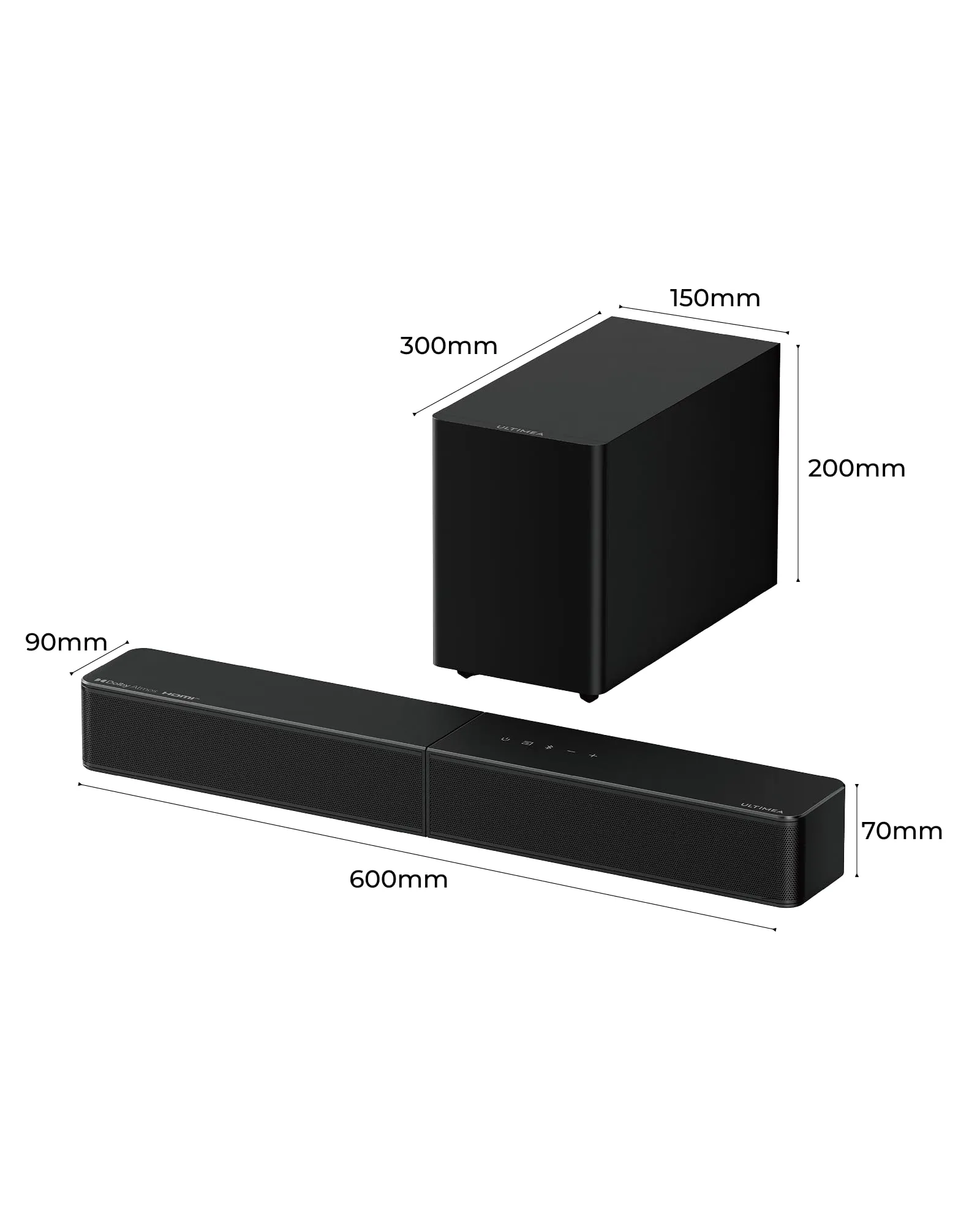 Ultimea Poseidon M40 2.1 Soundbar con Subwoofer Wireless, Dolby Atmos, VoiceMx, BassMx, 240W, App Control, HDMI eARC, Bluetooth 6.0, Modello 2026 - immagine 9