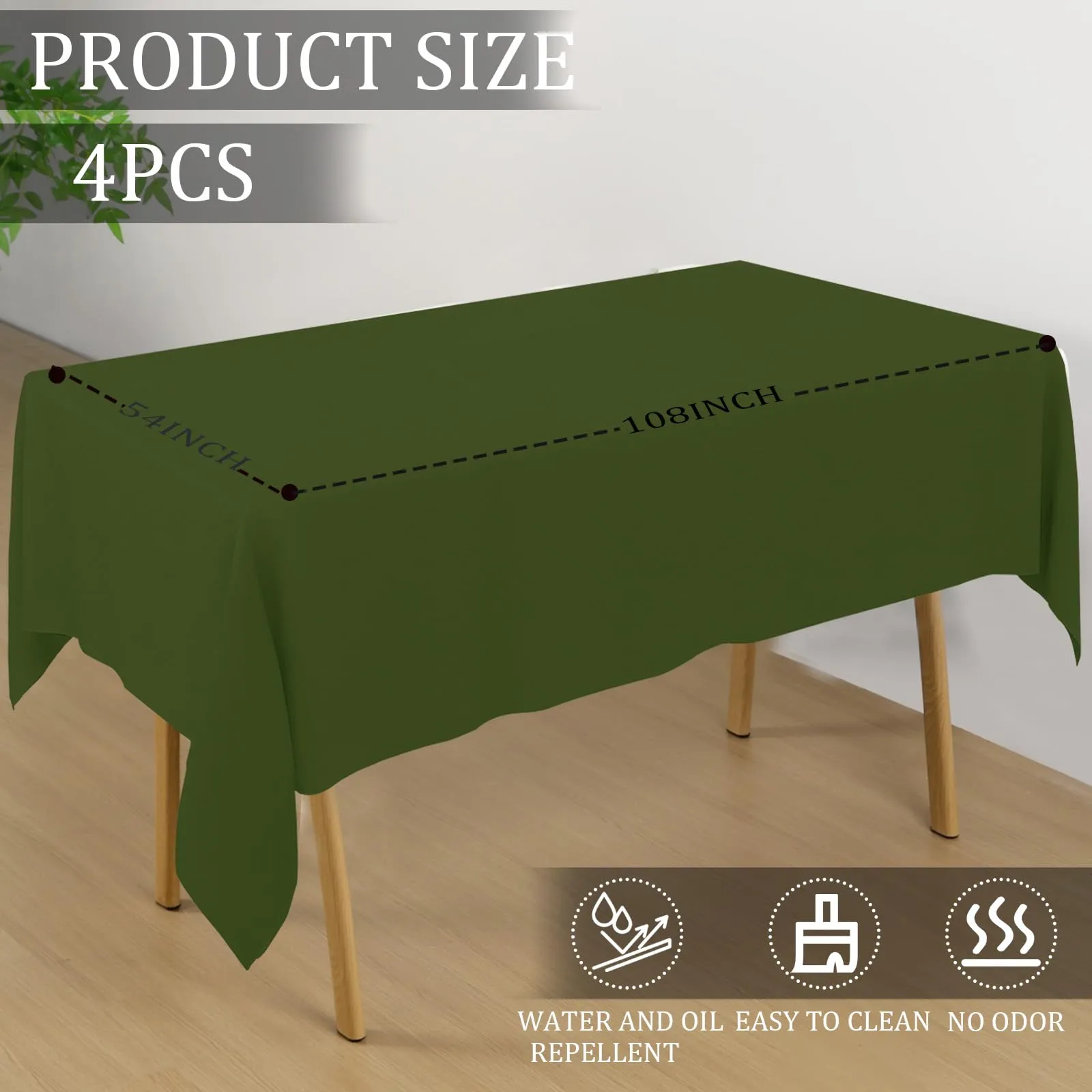 YAAVAAW Tovaglie in plastica verde scuro per tavoli rettangolari, 137 x 274 cm, usa e getta, confezione da 4 pezzi - immagine 2