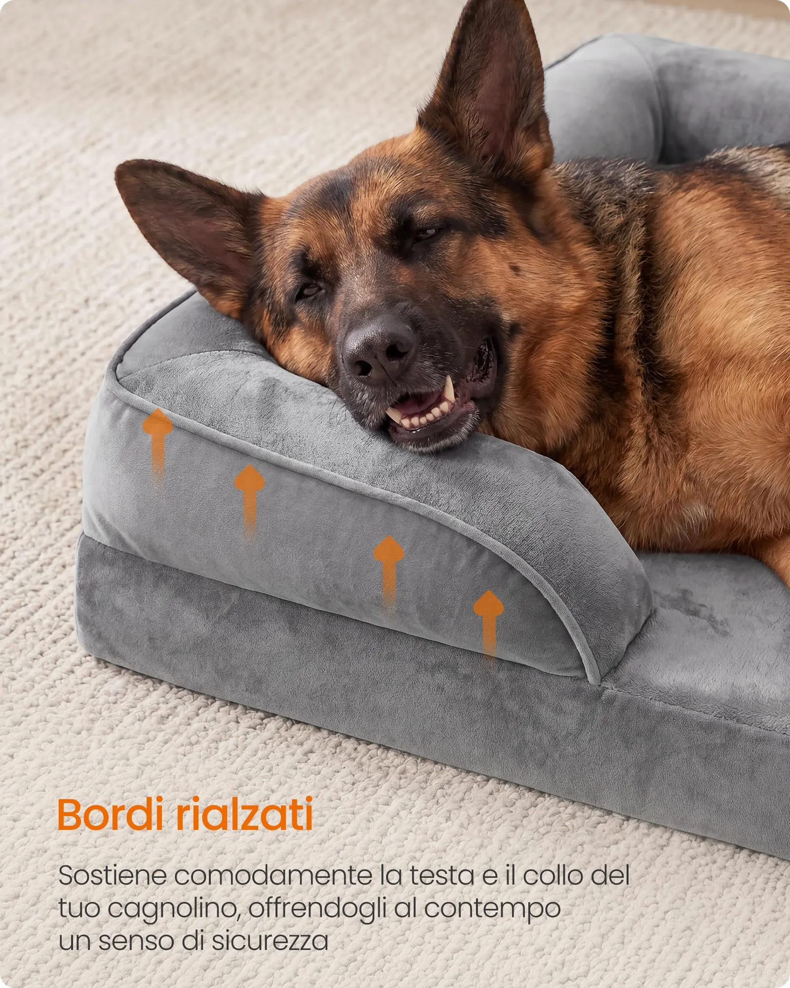 Feandrea Cuccia Ortopedica per Cani in Flanella, 122 x 85 x 17 cm - immagine 4