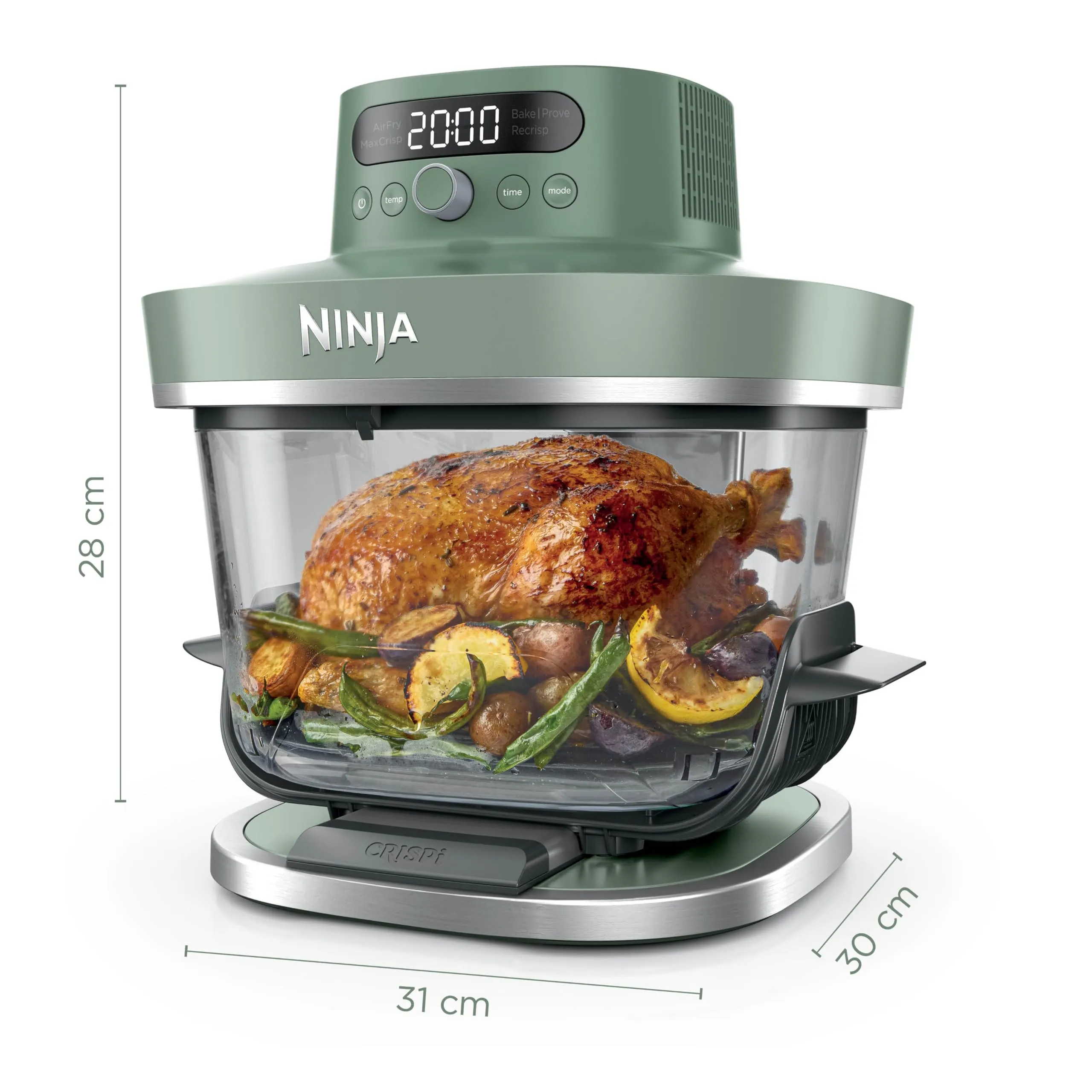Ninja CRISPi PRO XL Friggitrice ad Aria in Vetro 5,7L + 2,3L, Verde Muschio - immagine 3