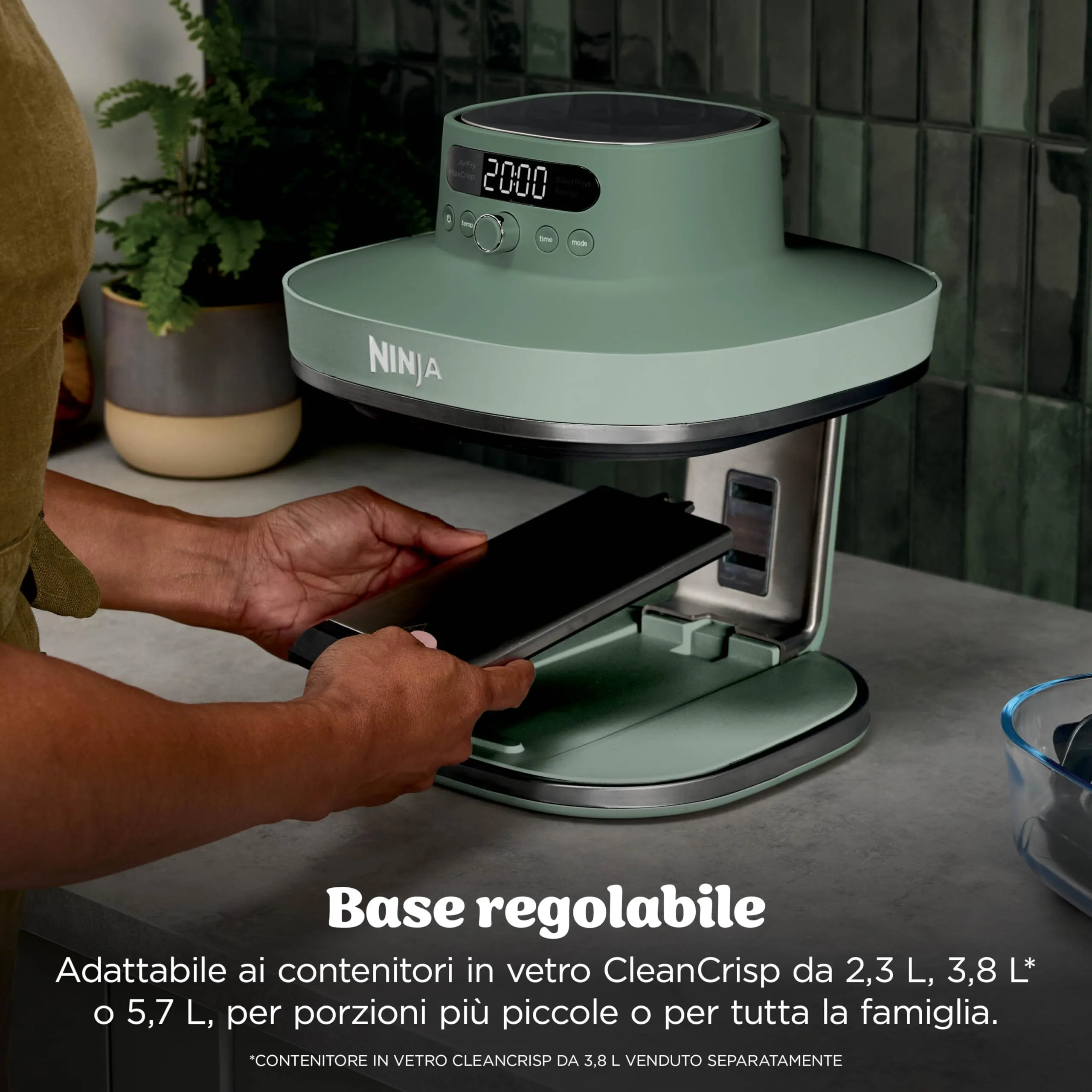 Ninja CRISPi PRO XL Friggitrice ad Aria in Vetro 5,7L + 2,3L, Verde Muschio - immagine 5