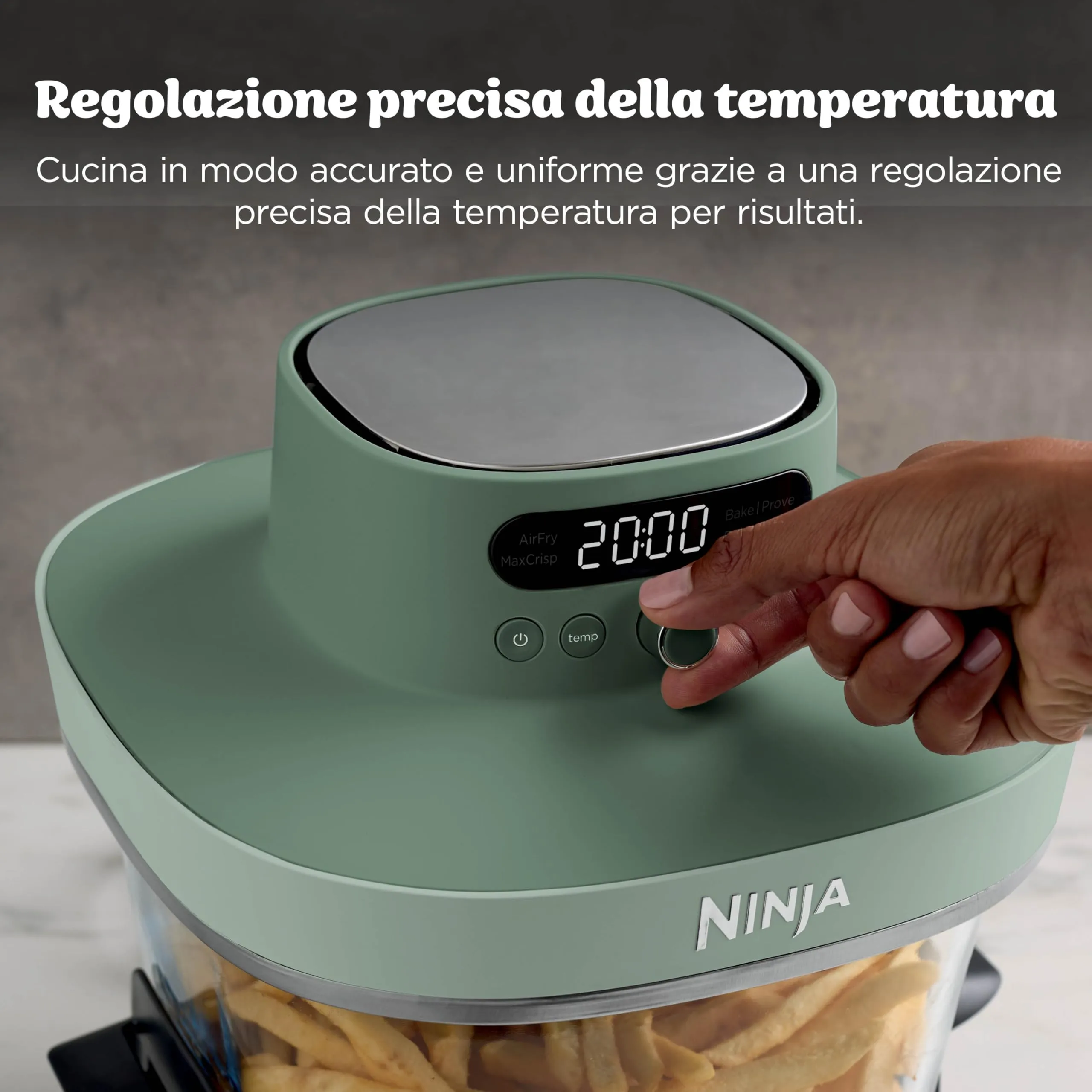 Ninja CRISPi PRO XL Friggitrice ad Aria in Vetro 5,7L + 2,3L, Verde Muschio - immagine 6
