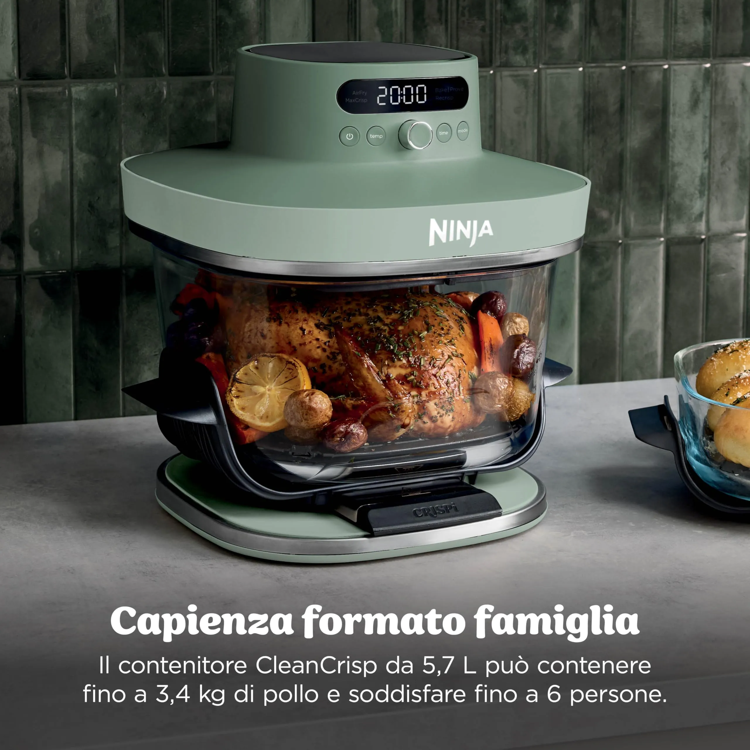 Ninja CRISPi PRO XL Friggitrice ad Aria in Vetro 5,7L + 2,3L, Verde Muschio - immagine 7