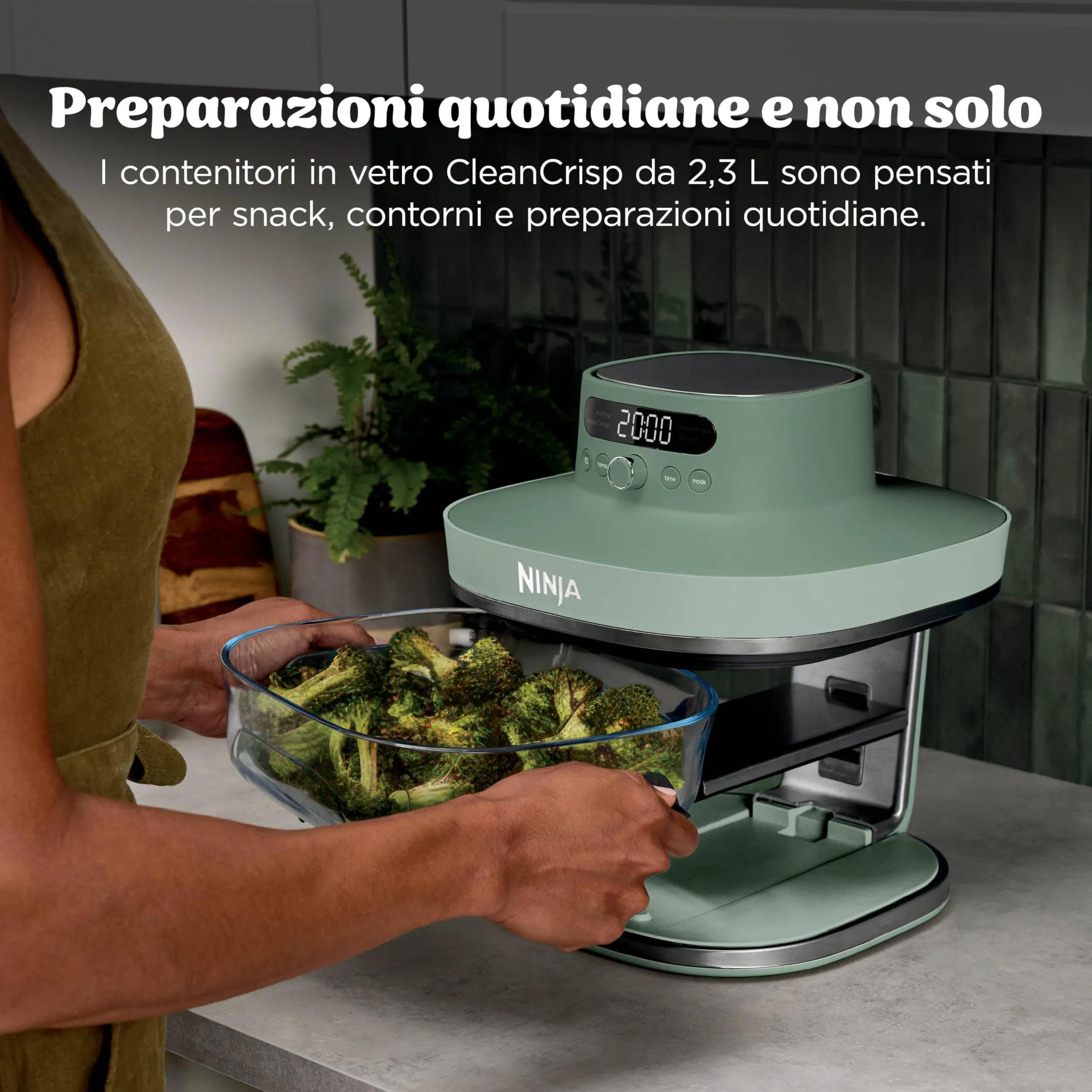 Ninja CRISPi PRO XL Friggitrice ad Aria in Vetro 5,7L + 2,3L, Verde Muschio - immagine 9