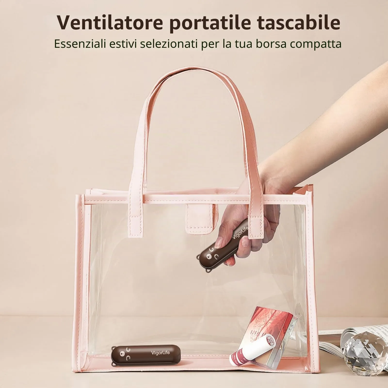 Morelax Mini Ventilatore a Mano 3 in 1, 2000 mAh, Ricaricabile USB, Powerbank e Torcia, Bianco - immagine 2