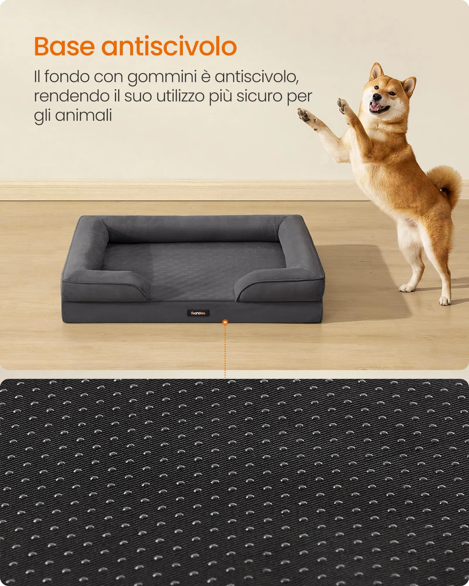 Feandrea Cuccia Ortopedica per Cani in Flanella, 89 x 63 x 16 cm - immagine 8