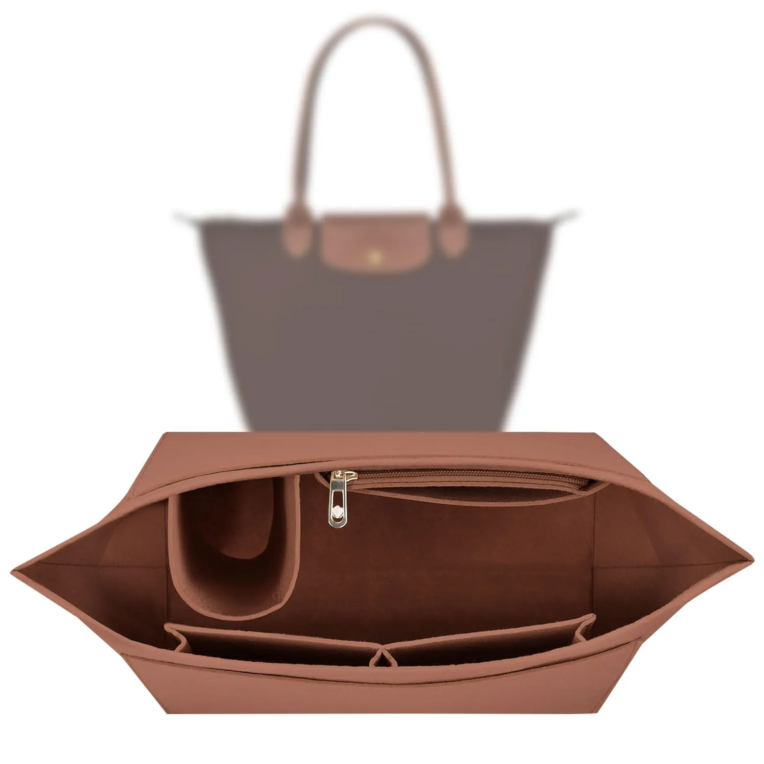 Sunshine smile Organizer in Feltro Beige per Longchamp Le Pliage M - immagine 1