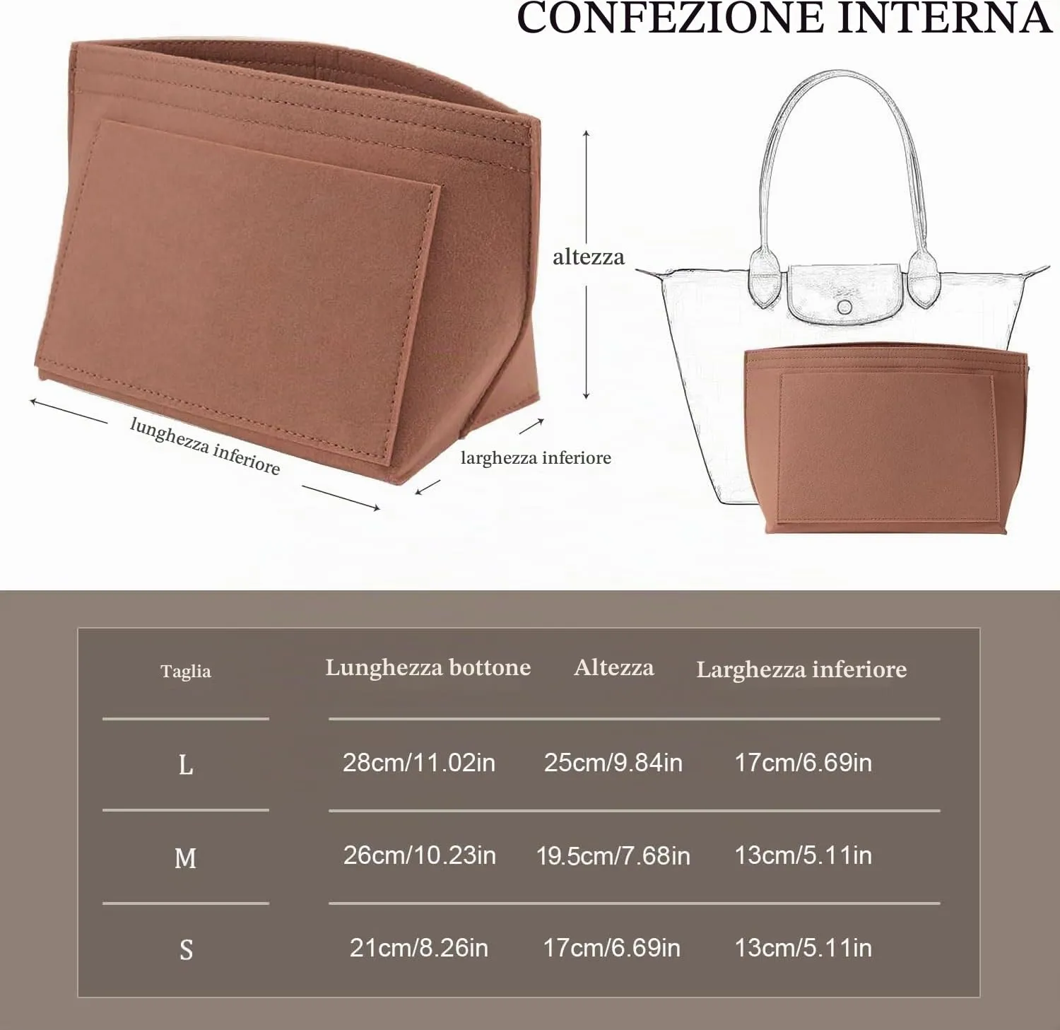 Sunshine smile Organizer in Feltro Beige per Longchamp Le Pliage L - immagine 2