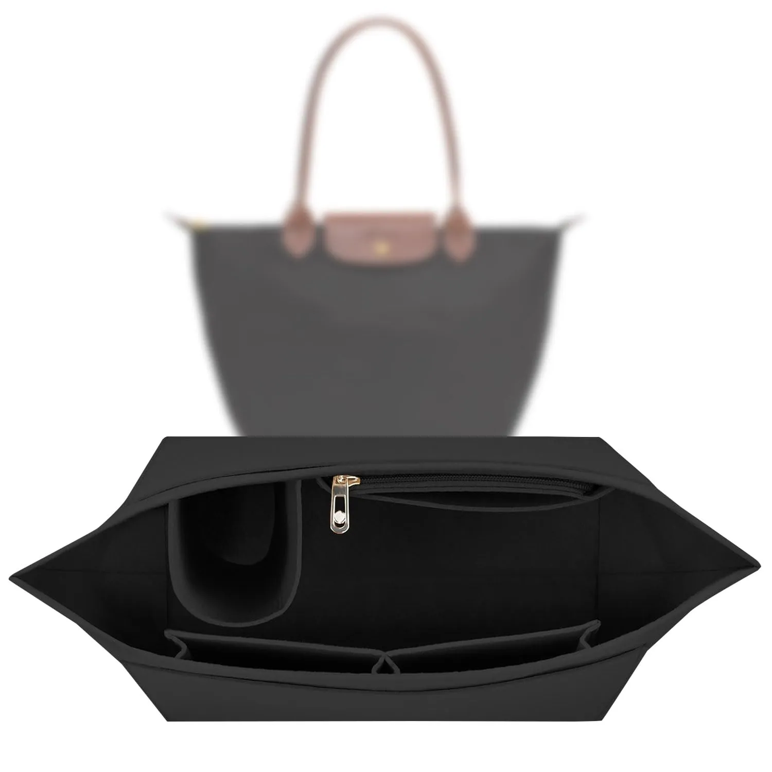 Sunshine smile Organizer per Longchamp Le Pliage M, Feltro Beige - immagine 1