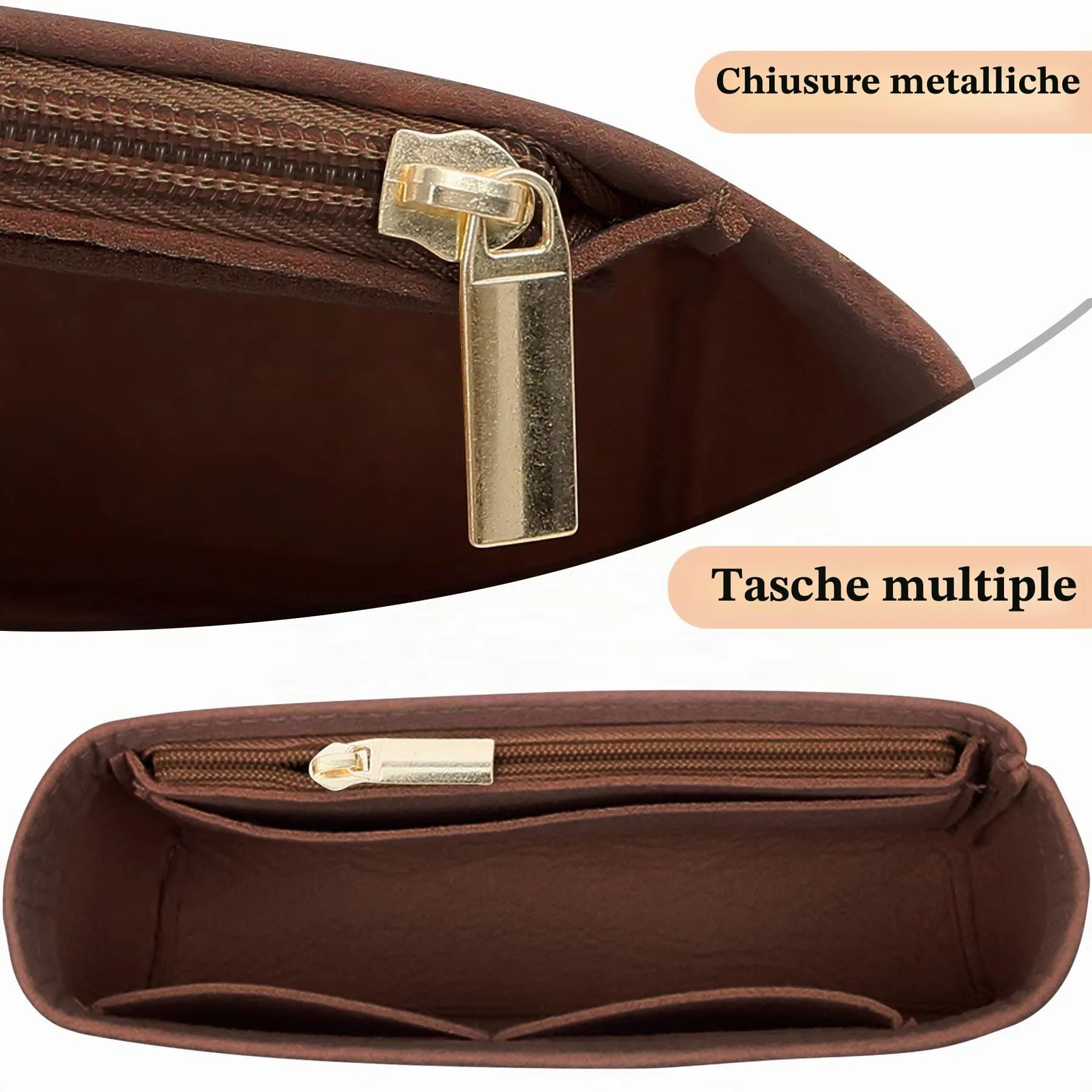 Sunshine smile Organizer per borsa Longchamp Mini B, Marrone - immagine 3
