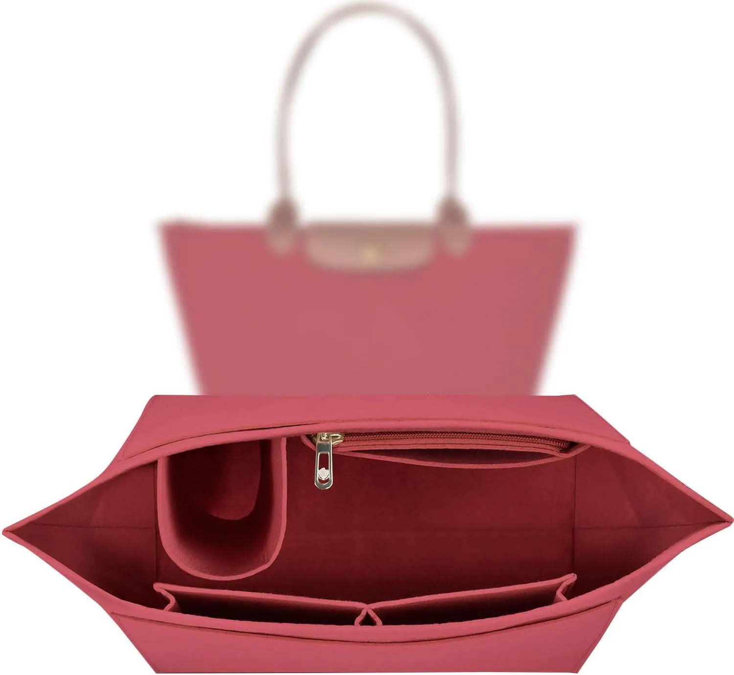 Sunshine Smile Organizer in Feltro per Borse Longchamp Pieghevoli, Taglia M, Multi-tasca - immagine 1