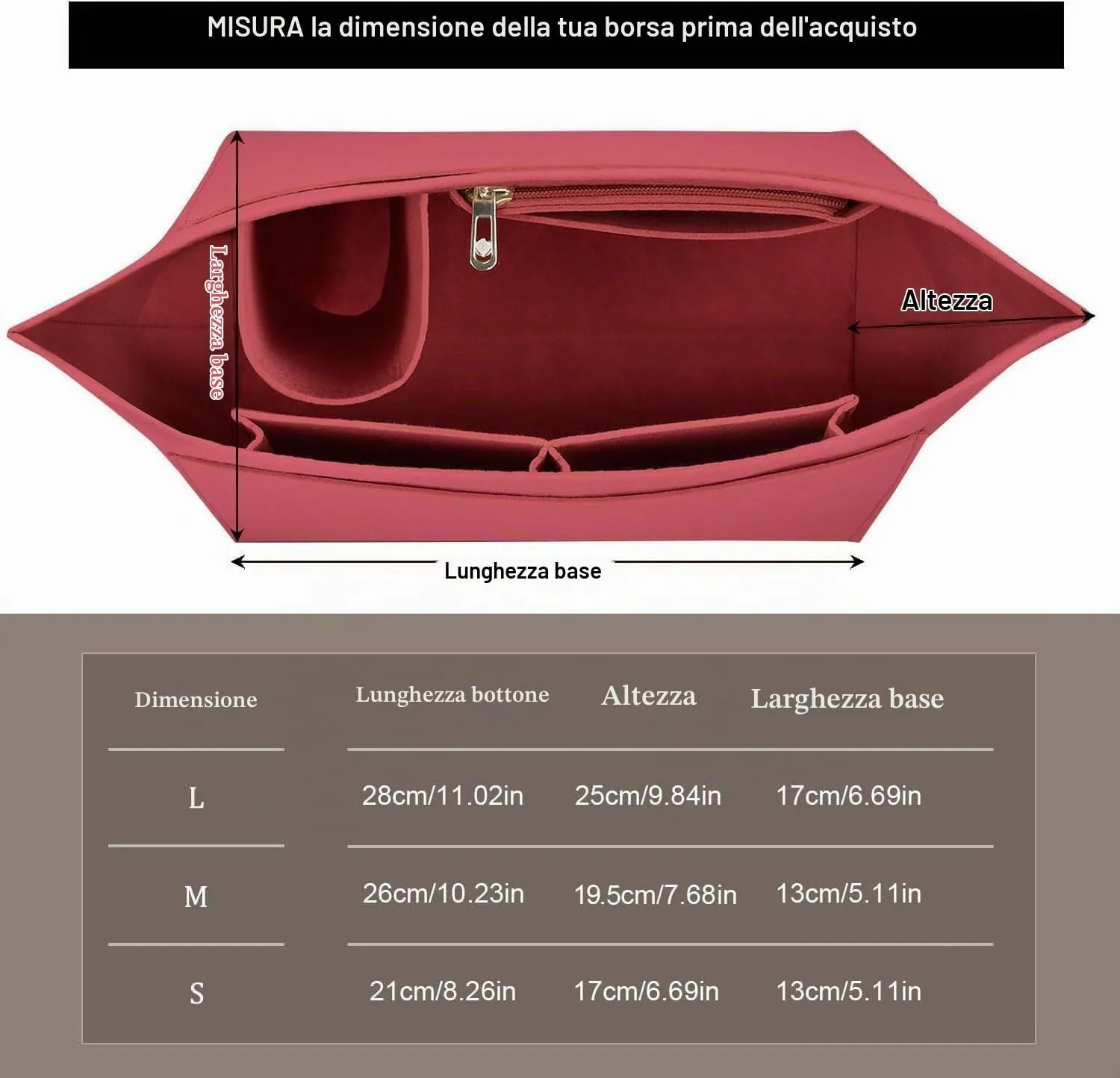 Sunshine Smile Organizer in Feltro per Borse Longchamp Pieghevoli, Taglia M, Multi-tasca - immagine 2