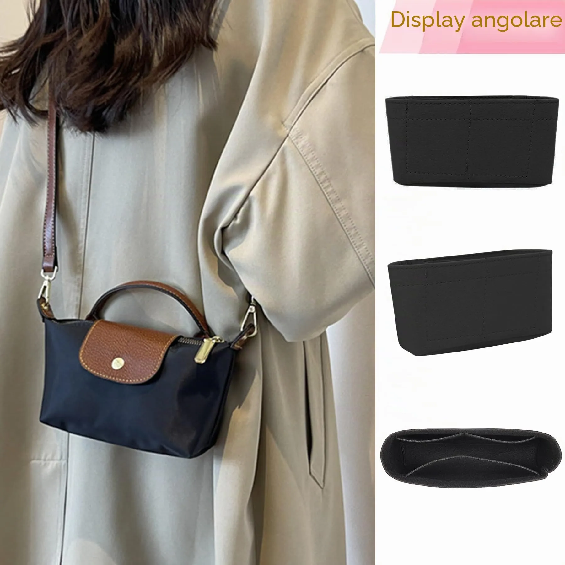 Sunshine smile Felt Organizer Insert for Longchamp Pliage Mini A - immagine 5