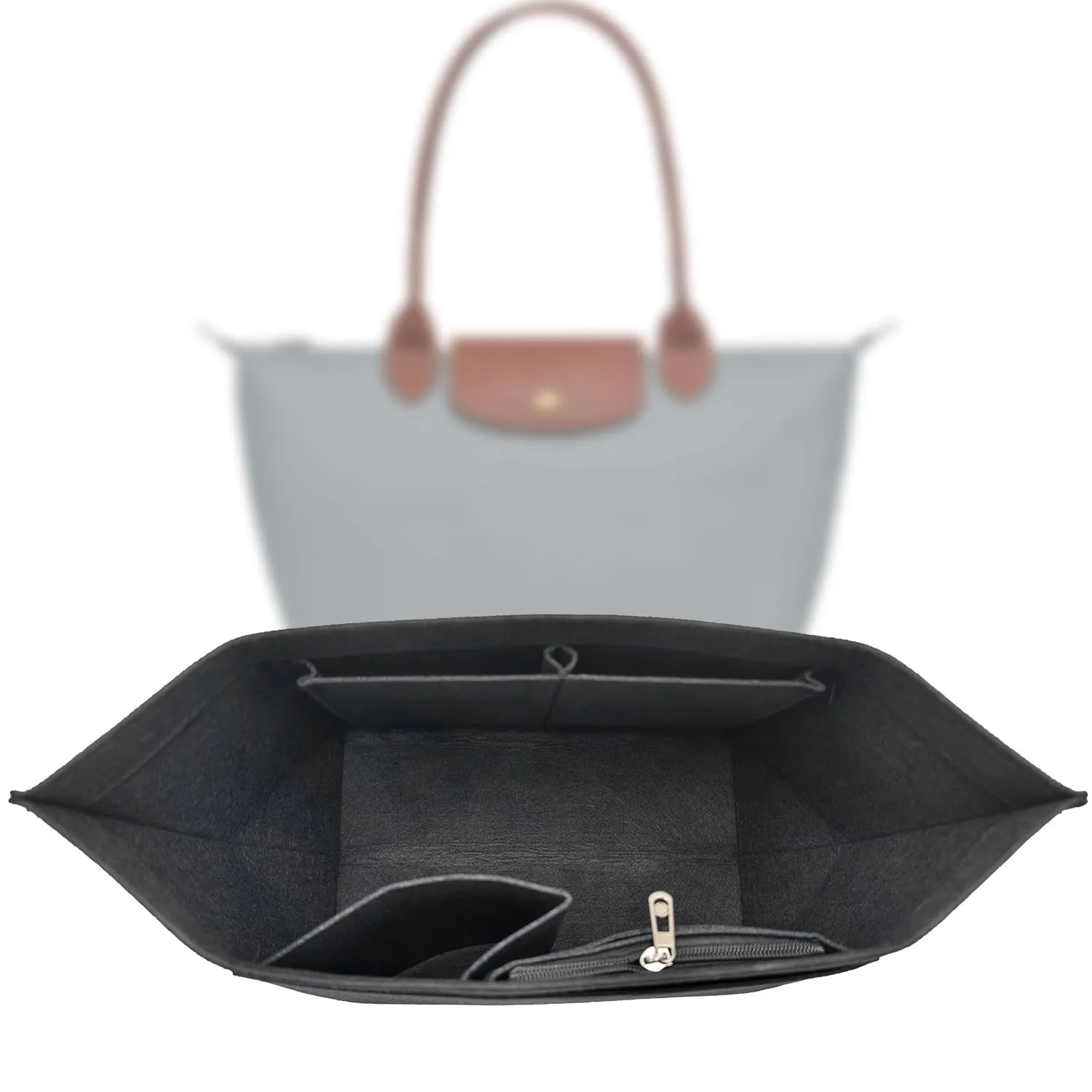 Sunshine smile Organizer in Feltro Beige per Longchamp Le Pliage L - immagine 1