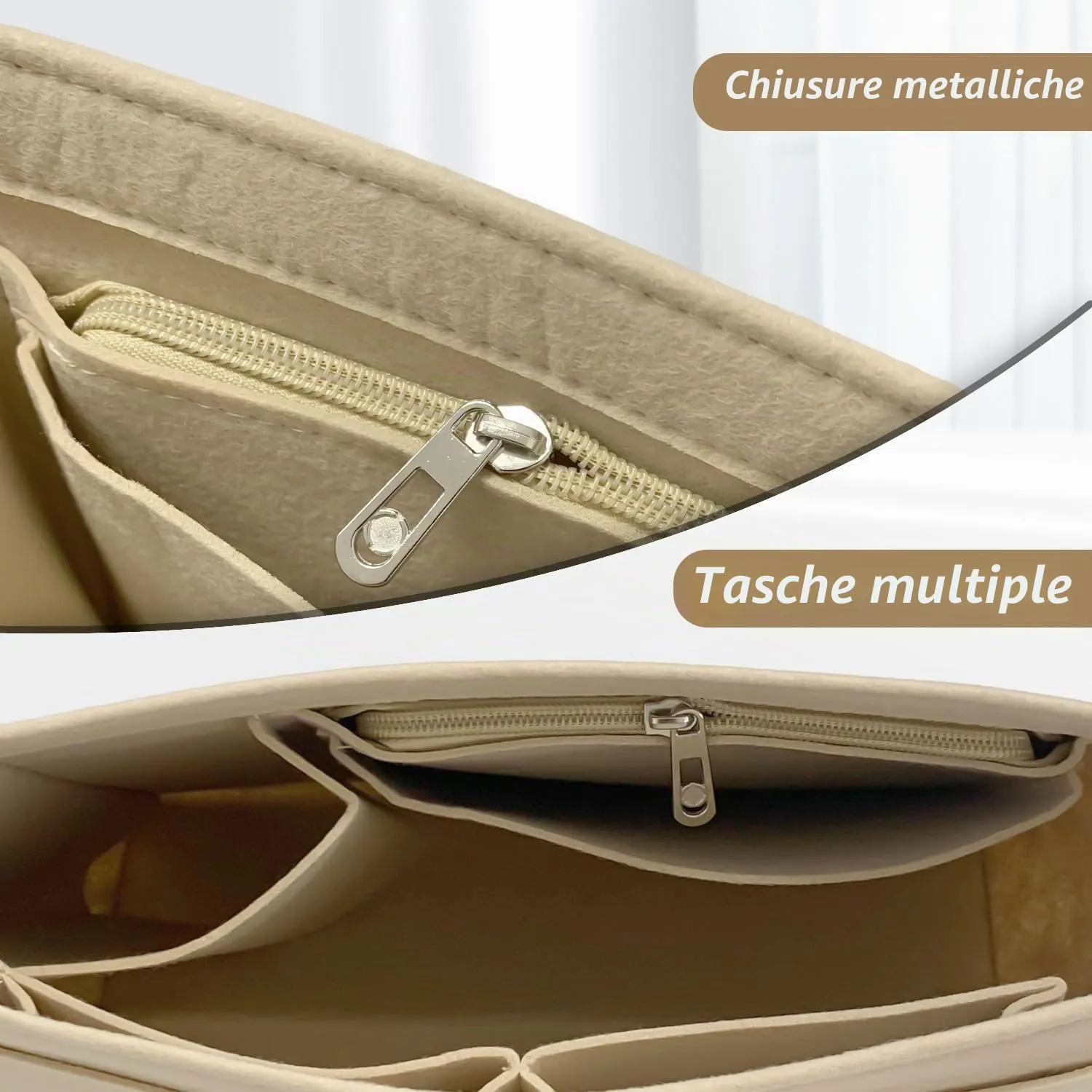 Sunshine smile Organizer in Feltro Beige per Longchamp Le Pliage S - immagine 3
