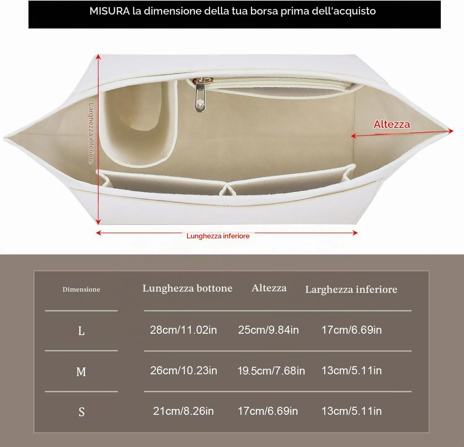 Sunshine smile Organizer in feltro per Longchamp Pliage L, Bianco - immagine 2